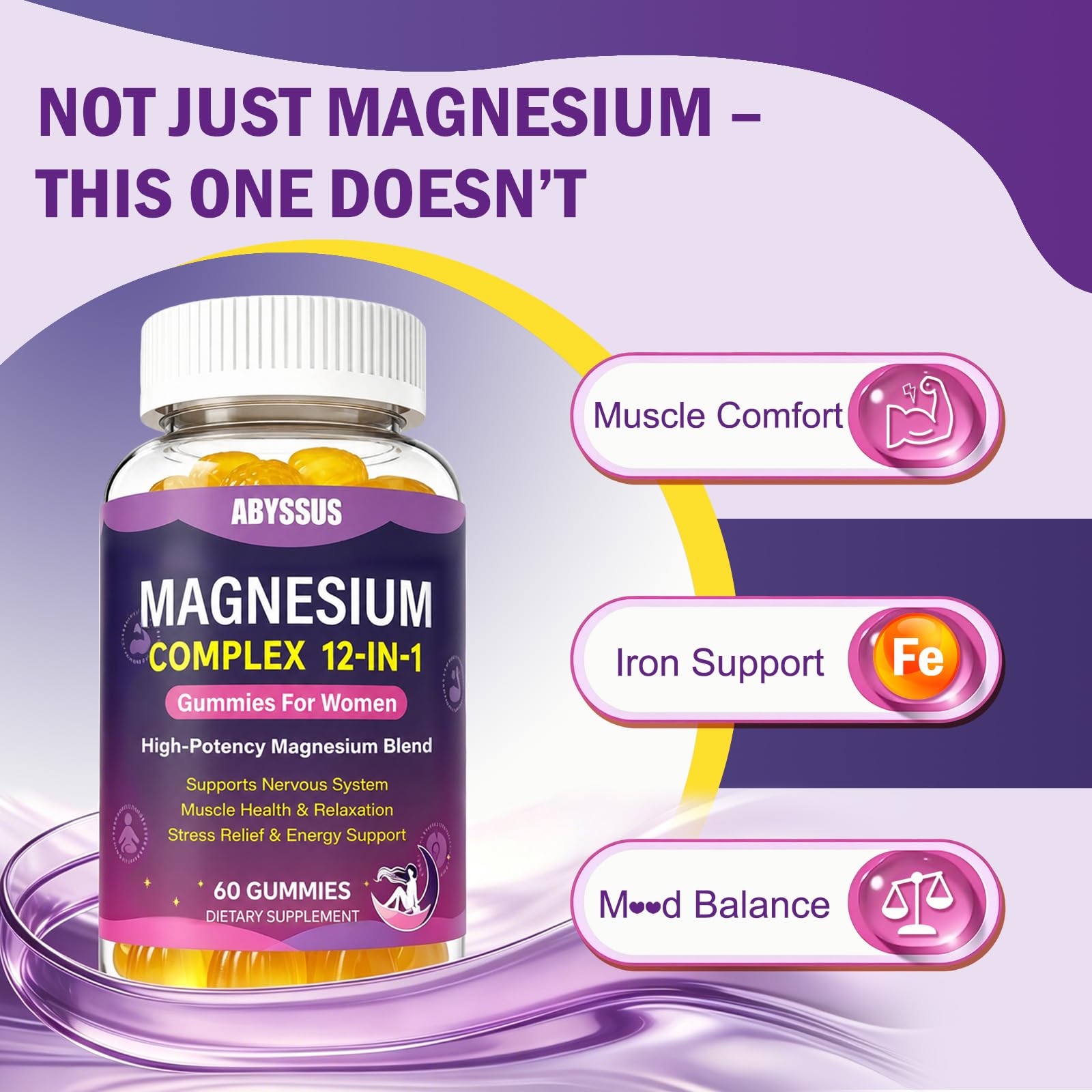 ABYSSUS Magnesium Gummies in a hand for size reference