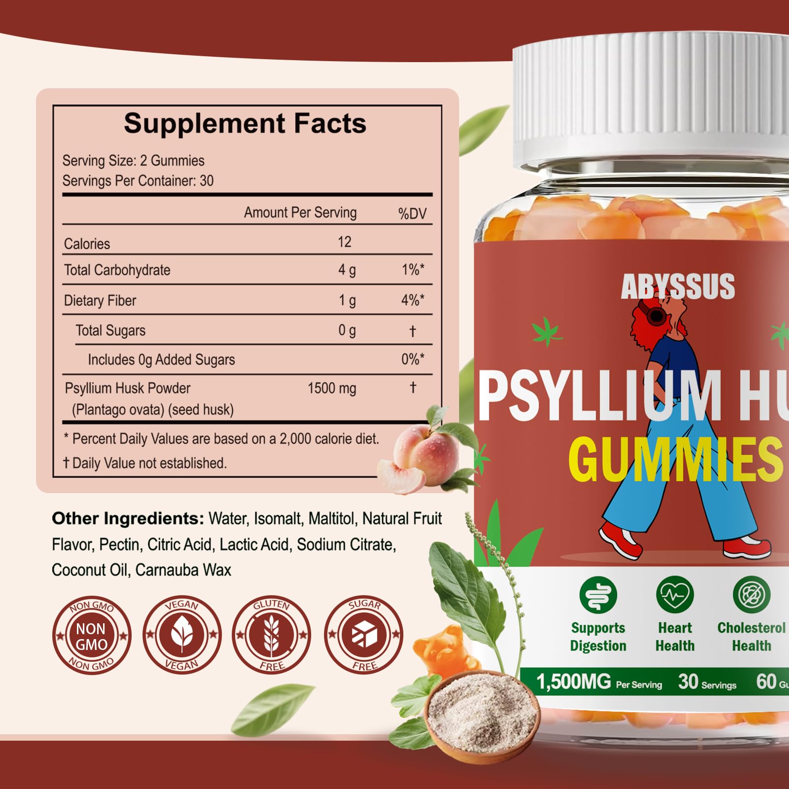 ABYSSUS Psyllium Husk Gummies in a bowl