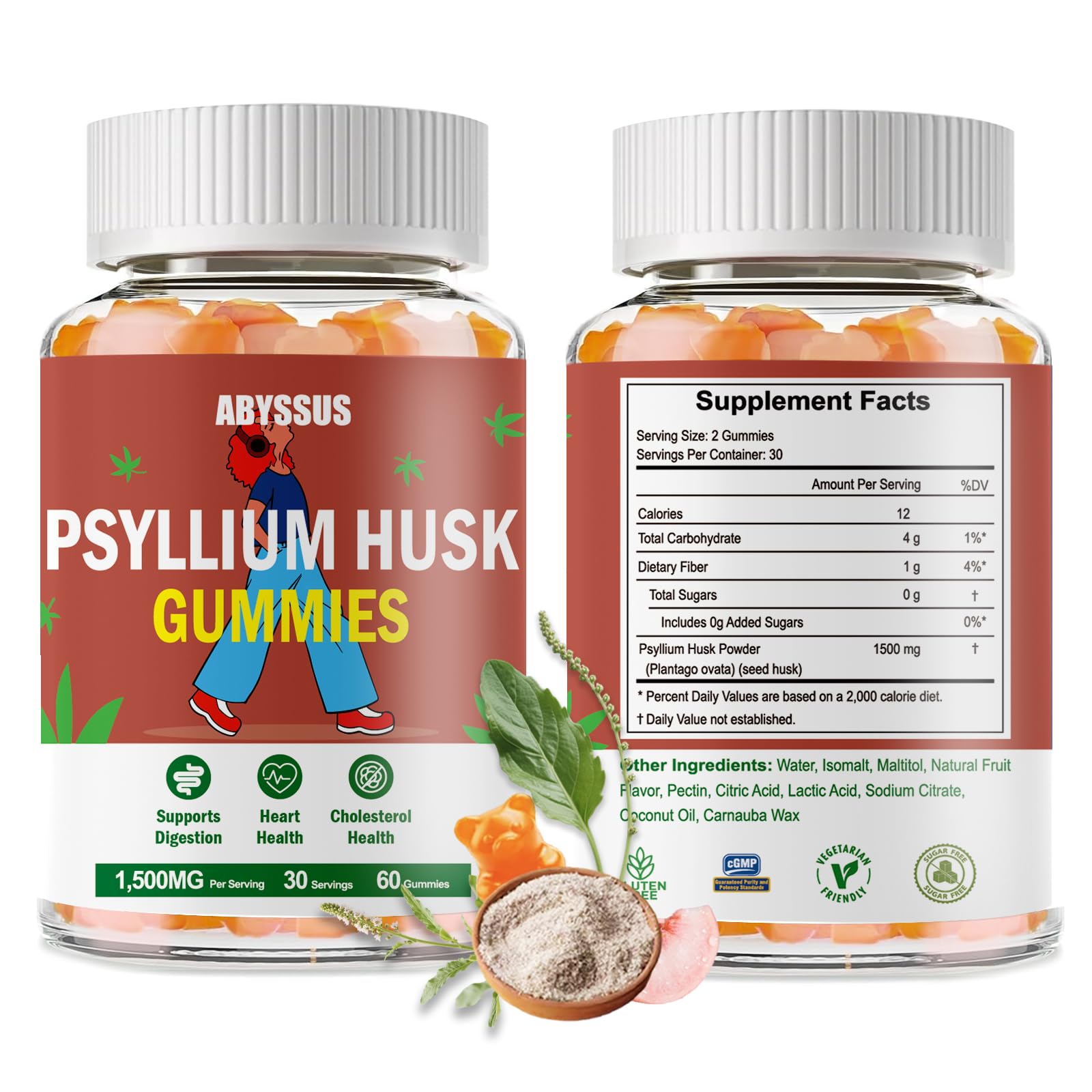ABYSSUS Psyllium Husk Gummies on a kitchen counter