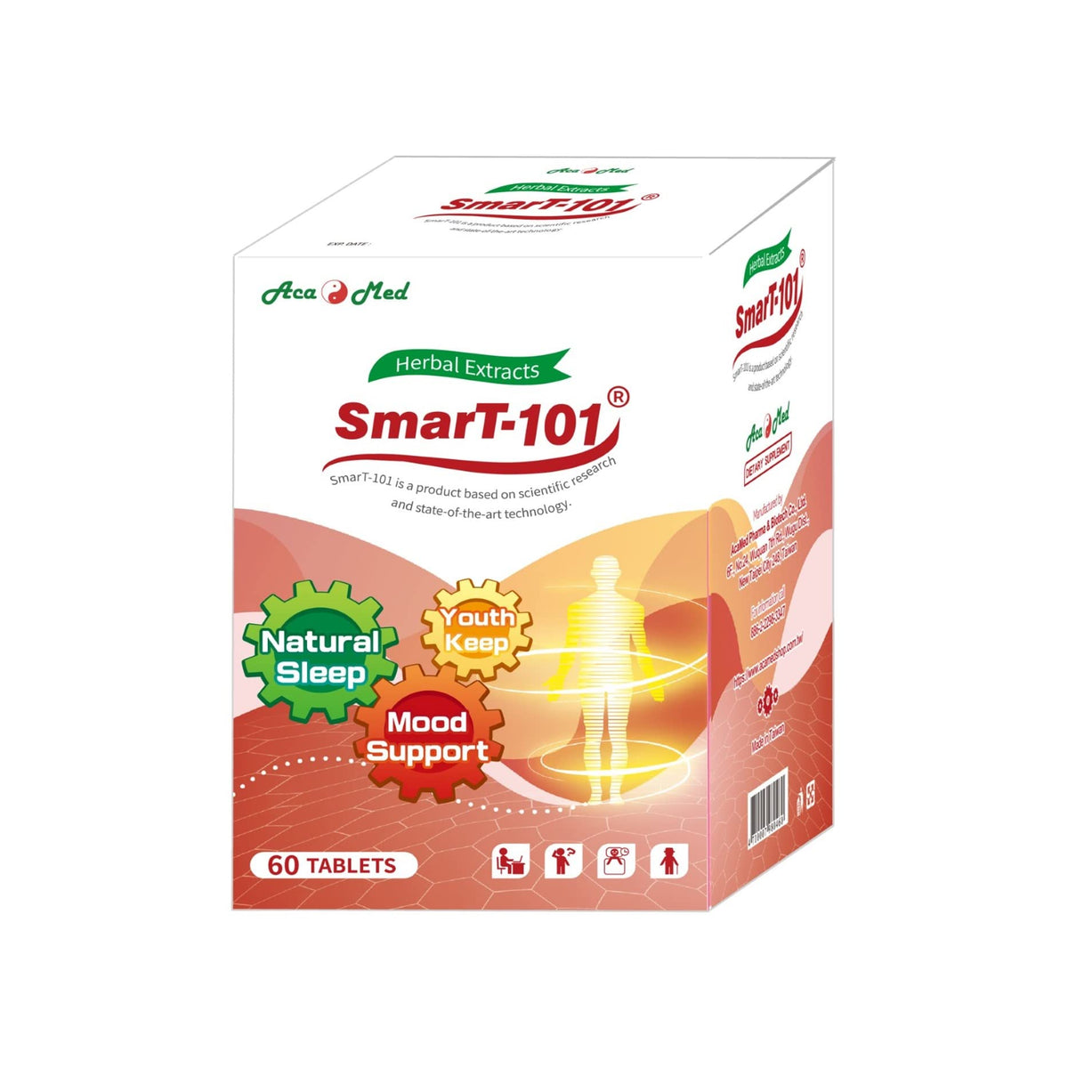 AcaMed SmarT-101 herbal supplement front view with 60 tablets