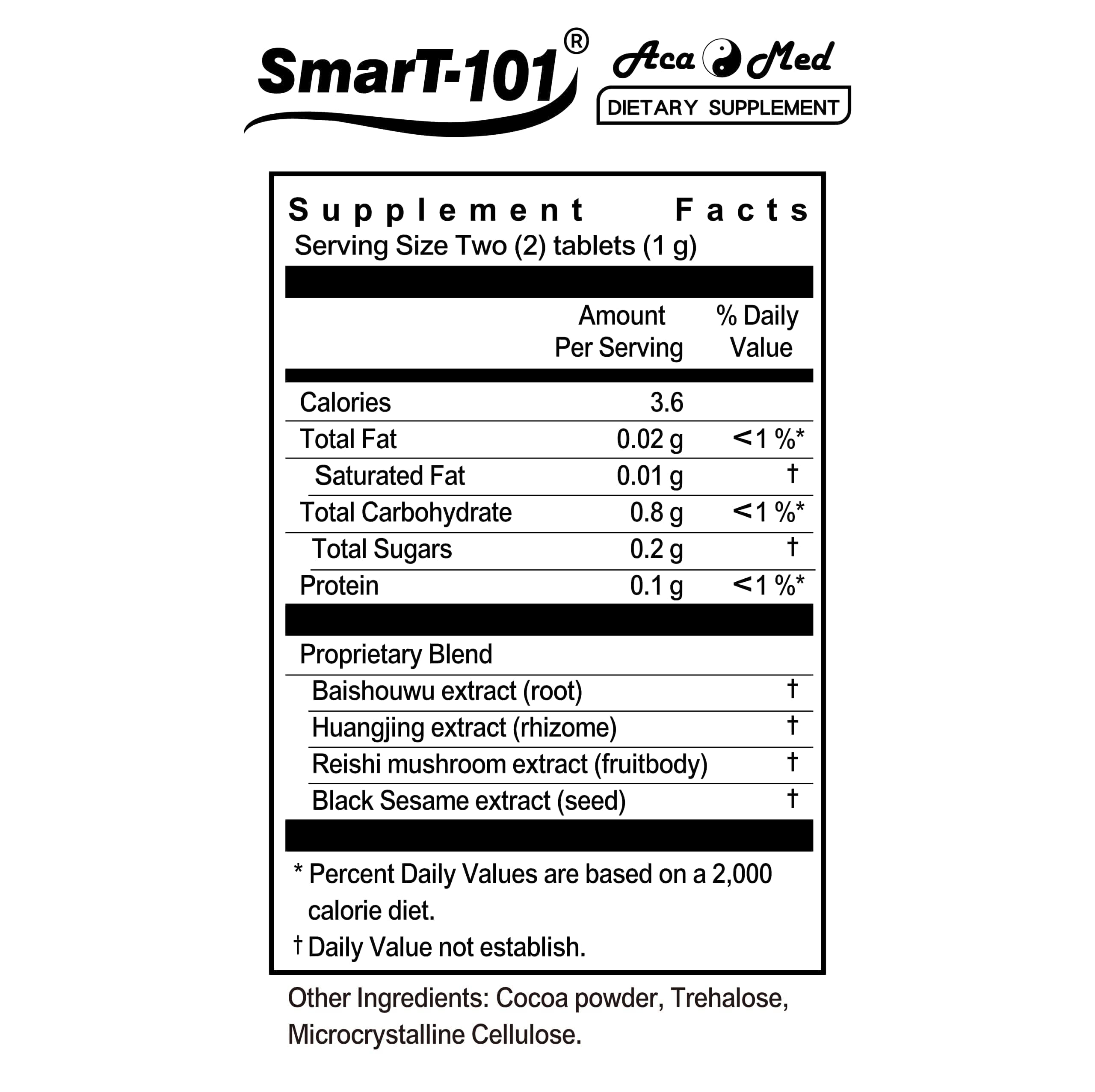 AcaMed SmarT-101 ingredients list displayed on the bottle