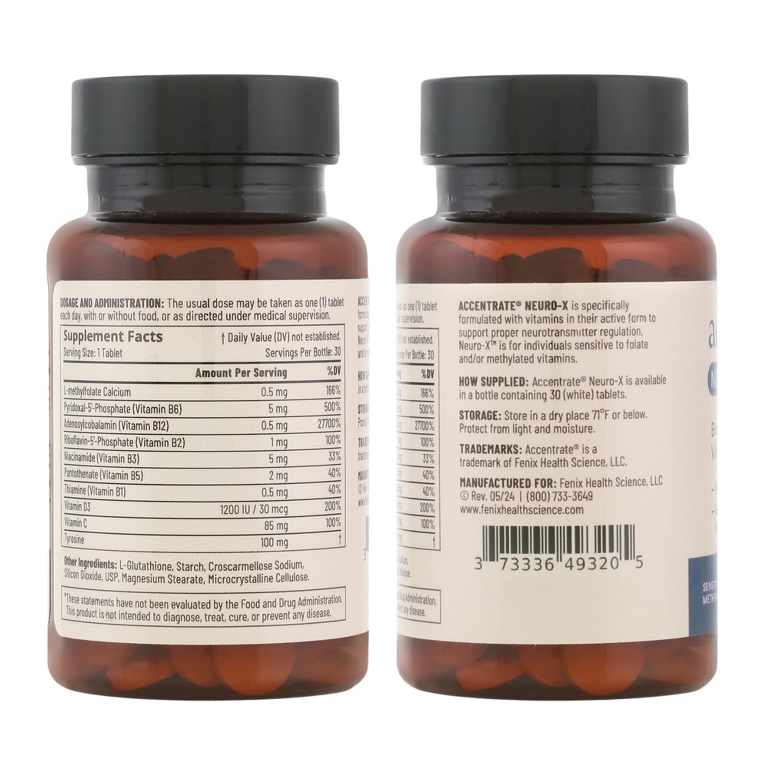 Accentrate Neuro-X B-Complex Vitamin Supplement on a wooden table