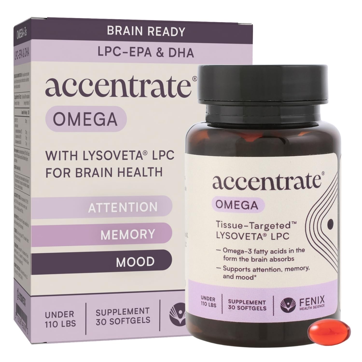 Accentrate Omega-3 Brain Support 60 Capsules front view