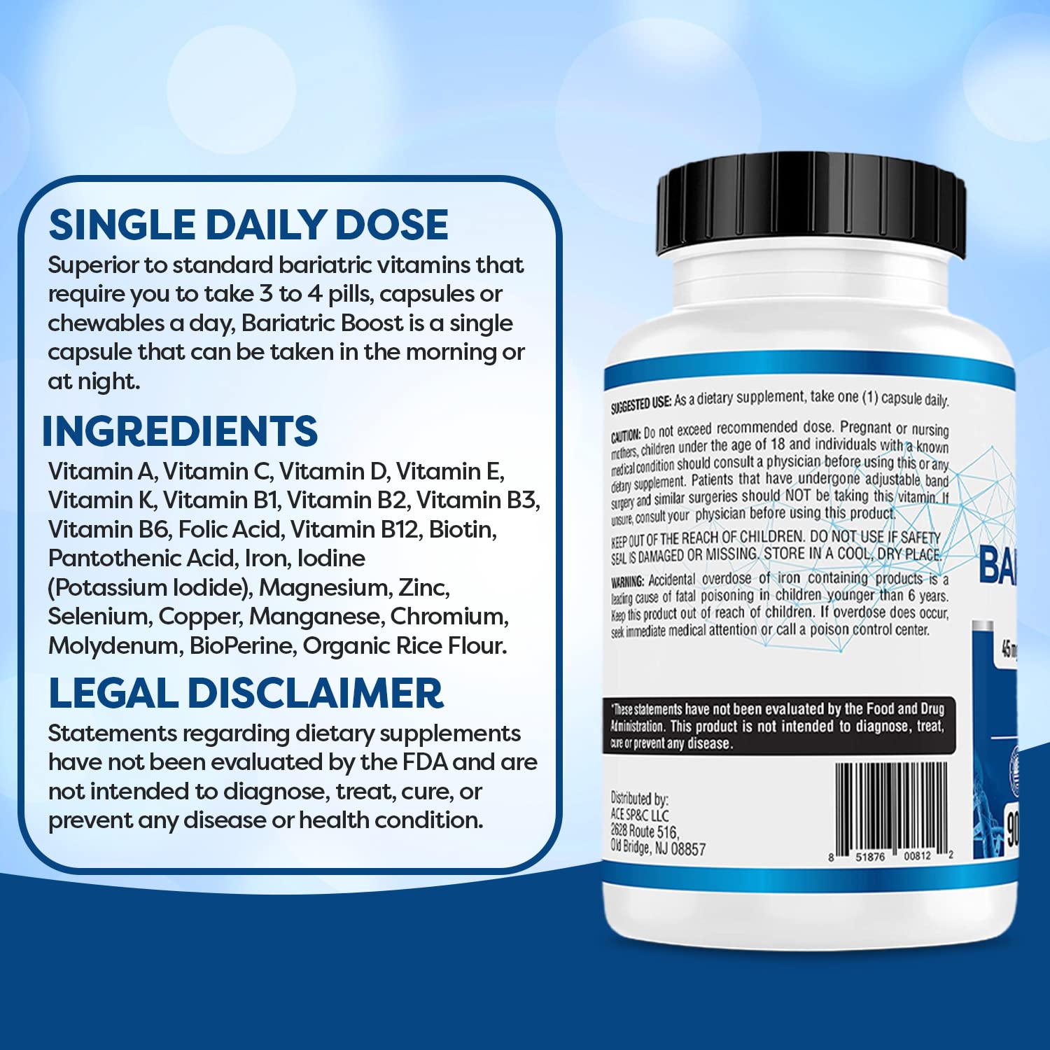 ACE NUTRITION Bariatric support Multivitamin with a measuring spoon