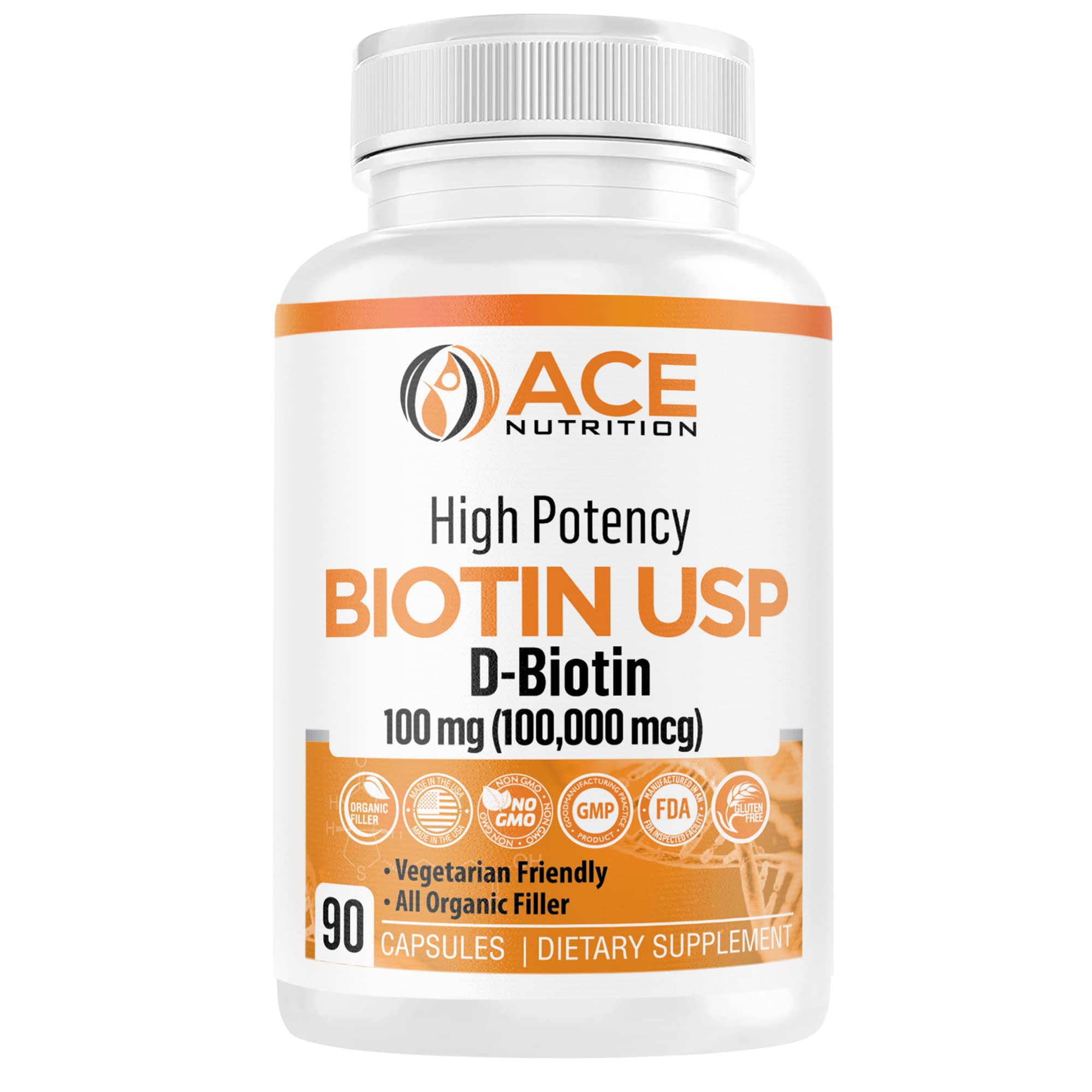 ACE NUTRITION Biotin supplement 100,000 mcg capsule front view