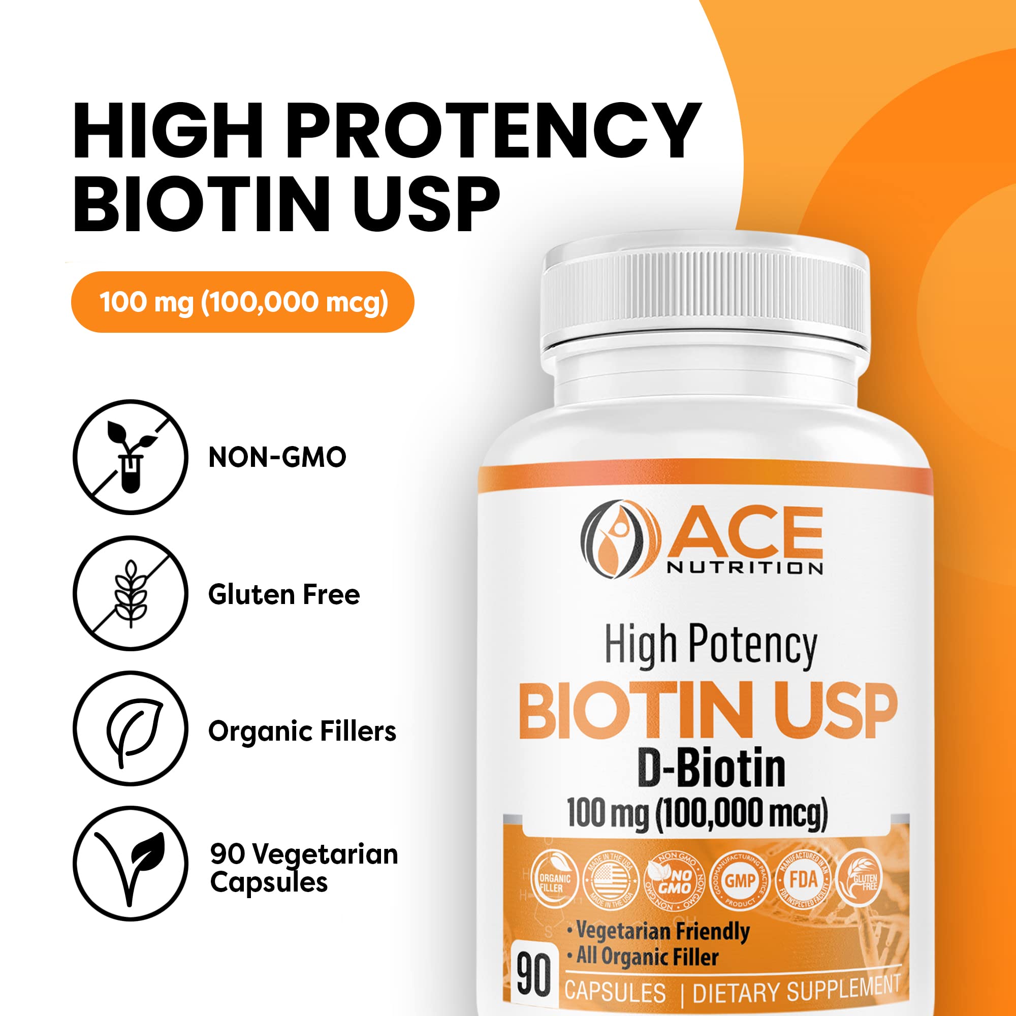 ACE NUTRITION Biotin supplement 100,000 mcg capsule side view