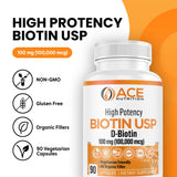 ACE NUTRITION Biotin supplement 100,000 mcg capsule side view