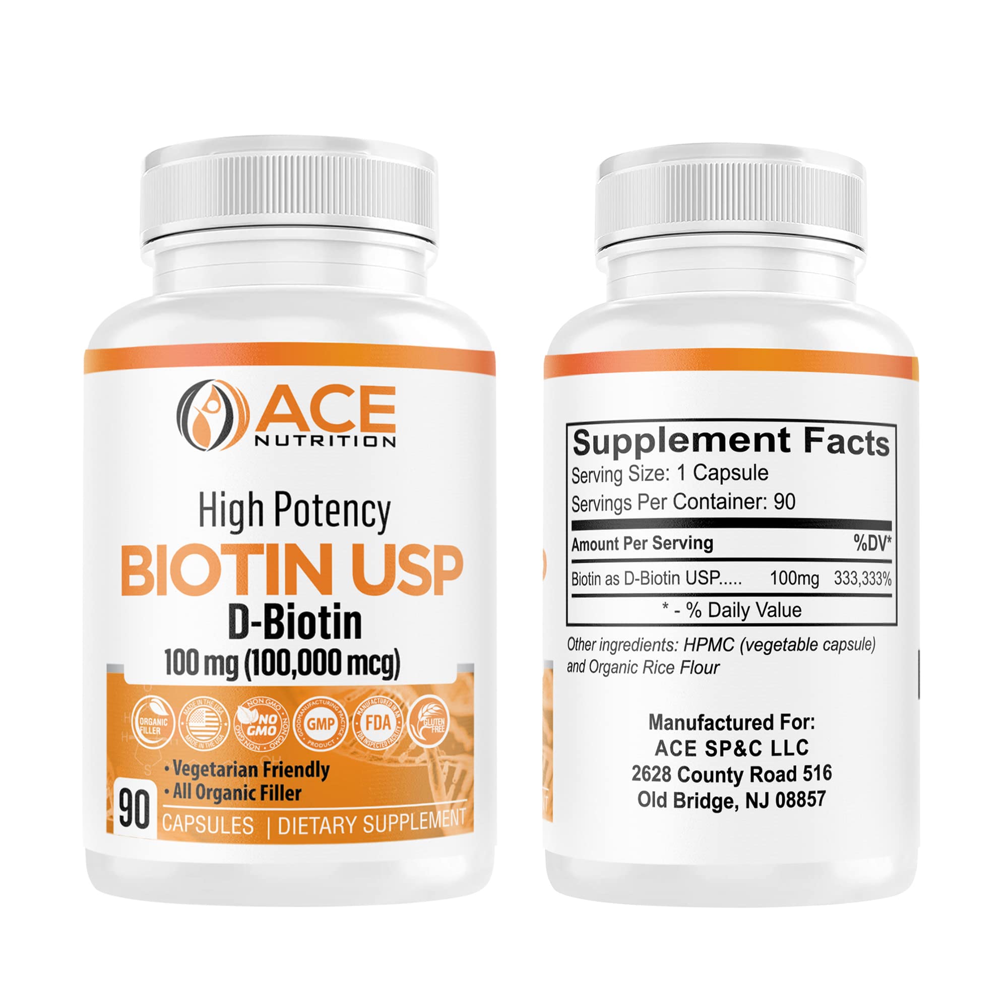 ACE NUTRITION Biotin supplement bottle with capsules