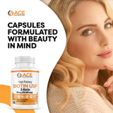 ACE NUTRITION Biotin supplement capsules in a hand