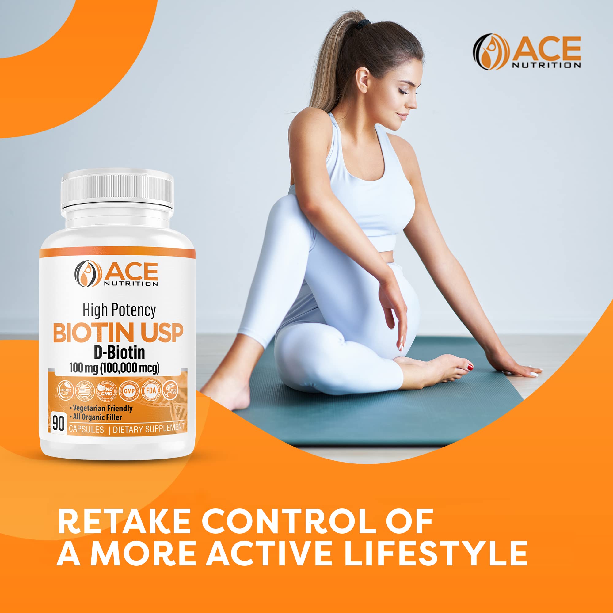 ACE NUTRITION Biotin supplement packaging with label