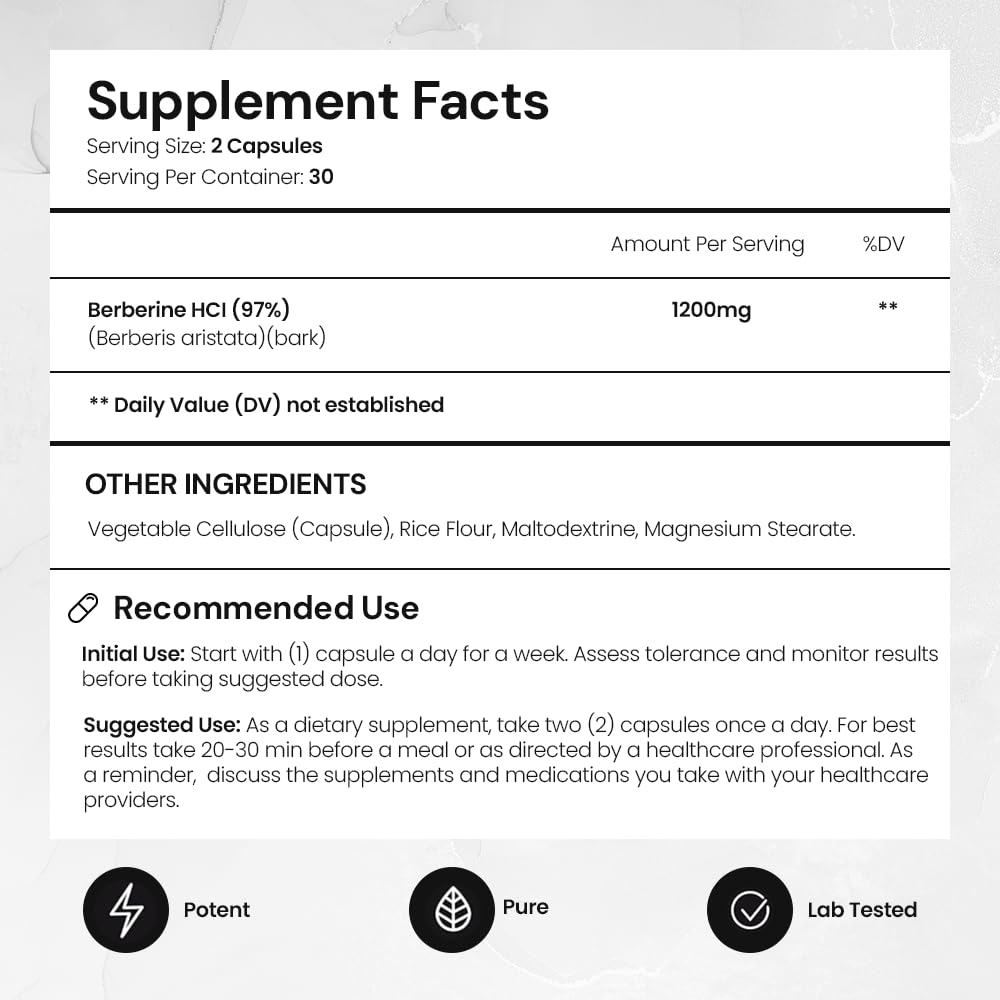ACEWORKZ Berberine HCL 1200MG Vegan Capsules close-up of ingredients
