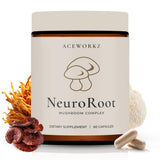 ACEWORKZ NeuroRoot 10-Mushroom Blend Supplement bottle front view
