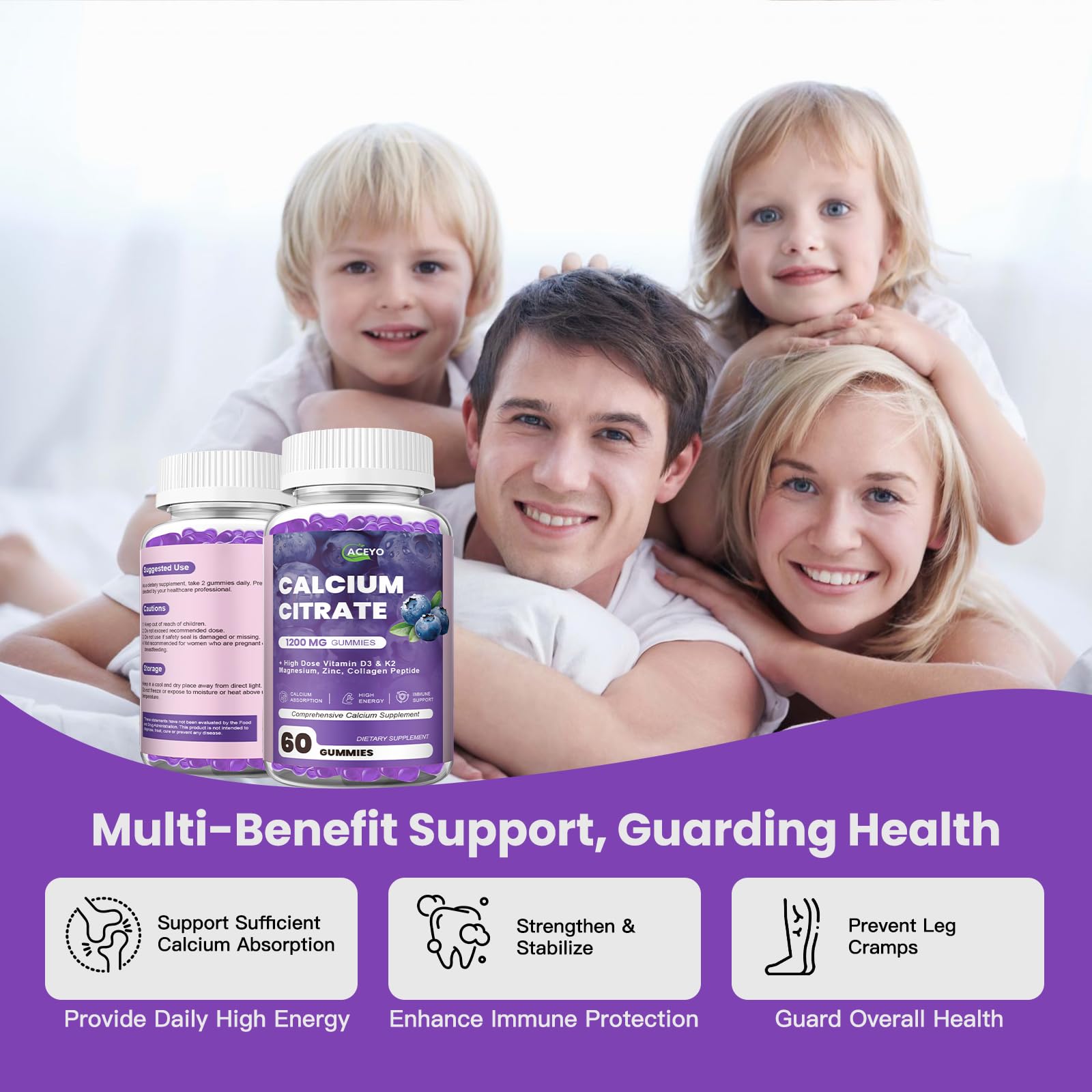 ACEYO Calcium Citrate Gummies natural fruit flavour