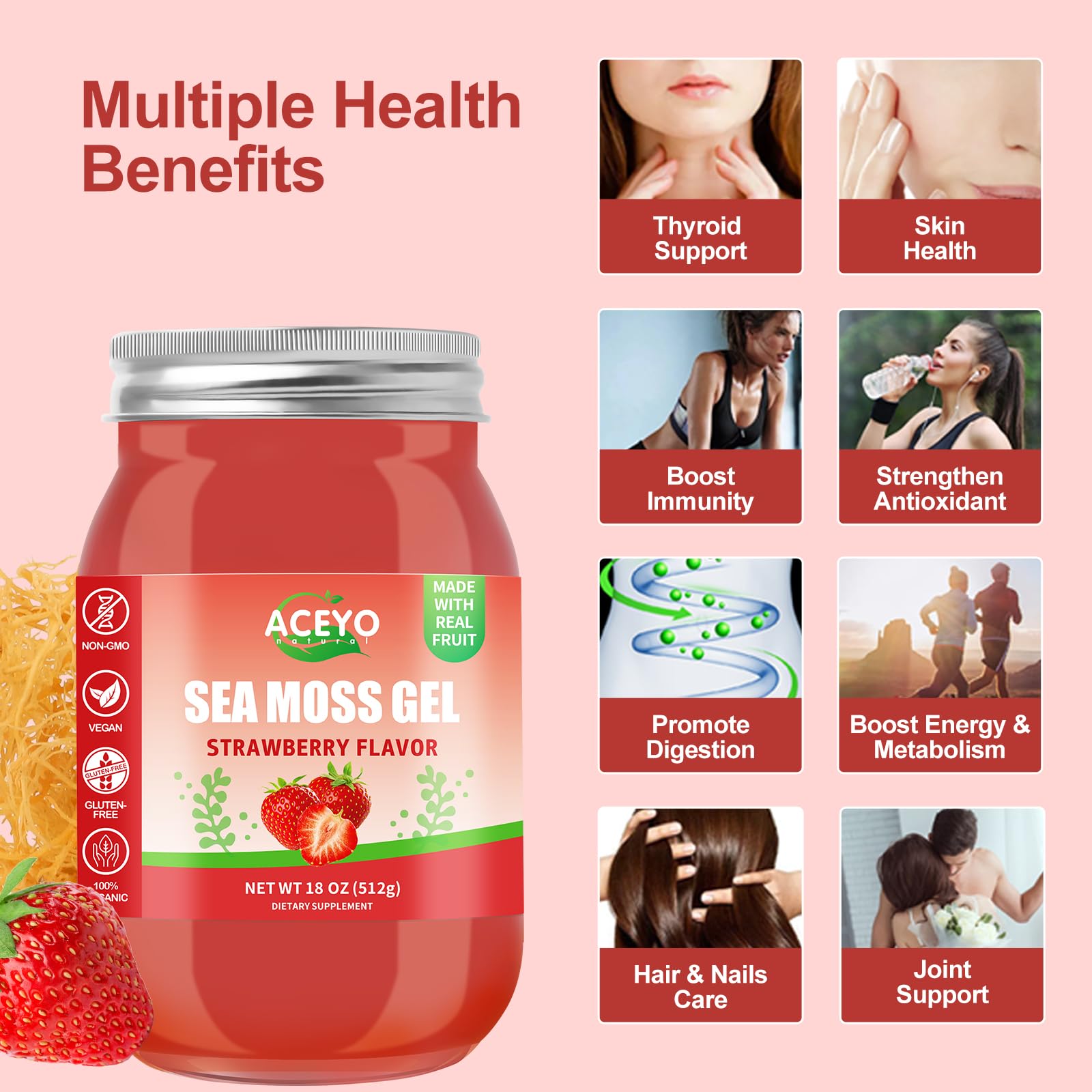 ACEYO Irish Sea Moss Gel 798g in a smoothie bowl