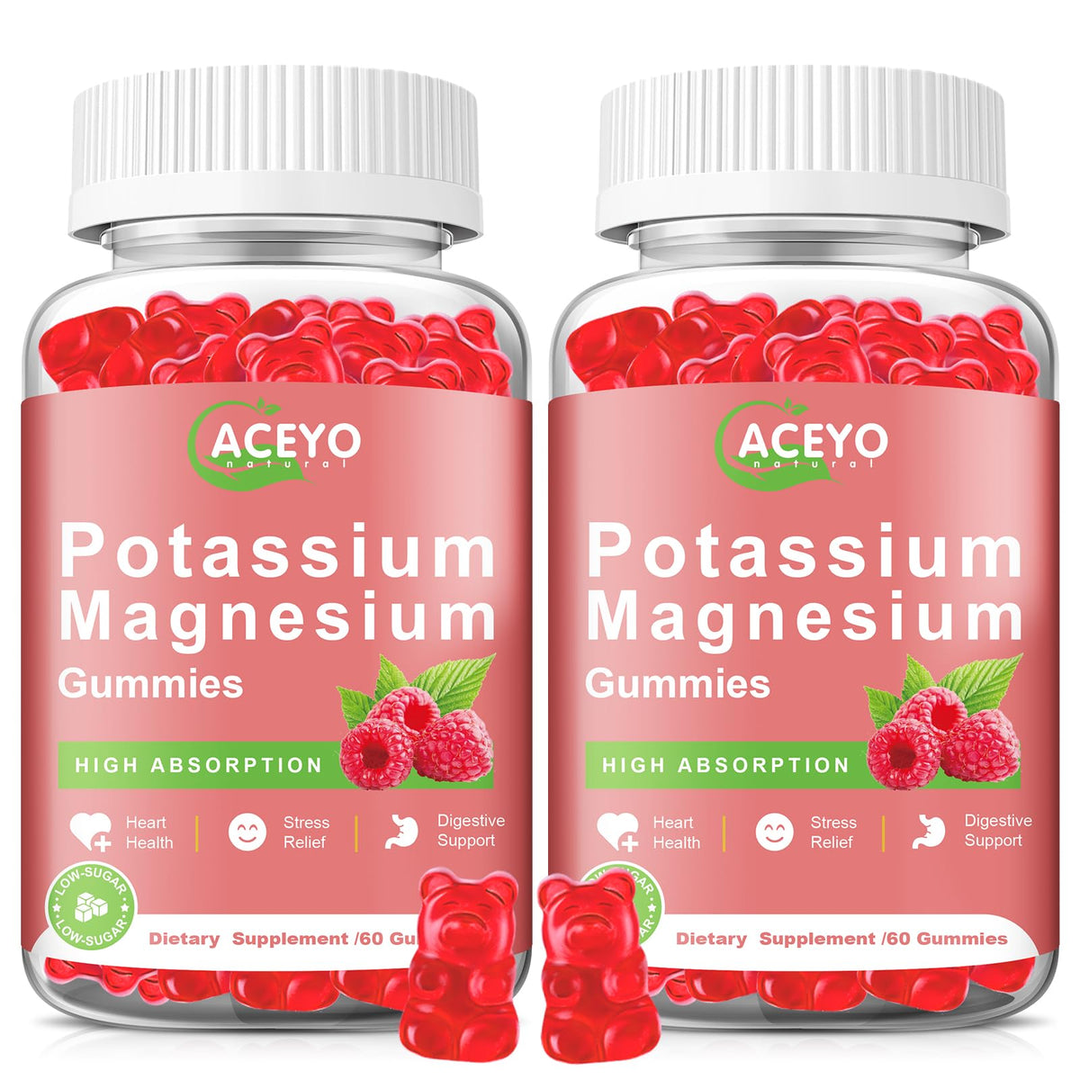 ACEYO Organic Potassium Magnesium Gummies bottle front view