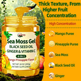 ACEYO Sea Moss Gel in a bowl with fresh mango and pineapple