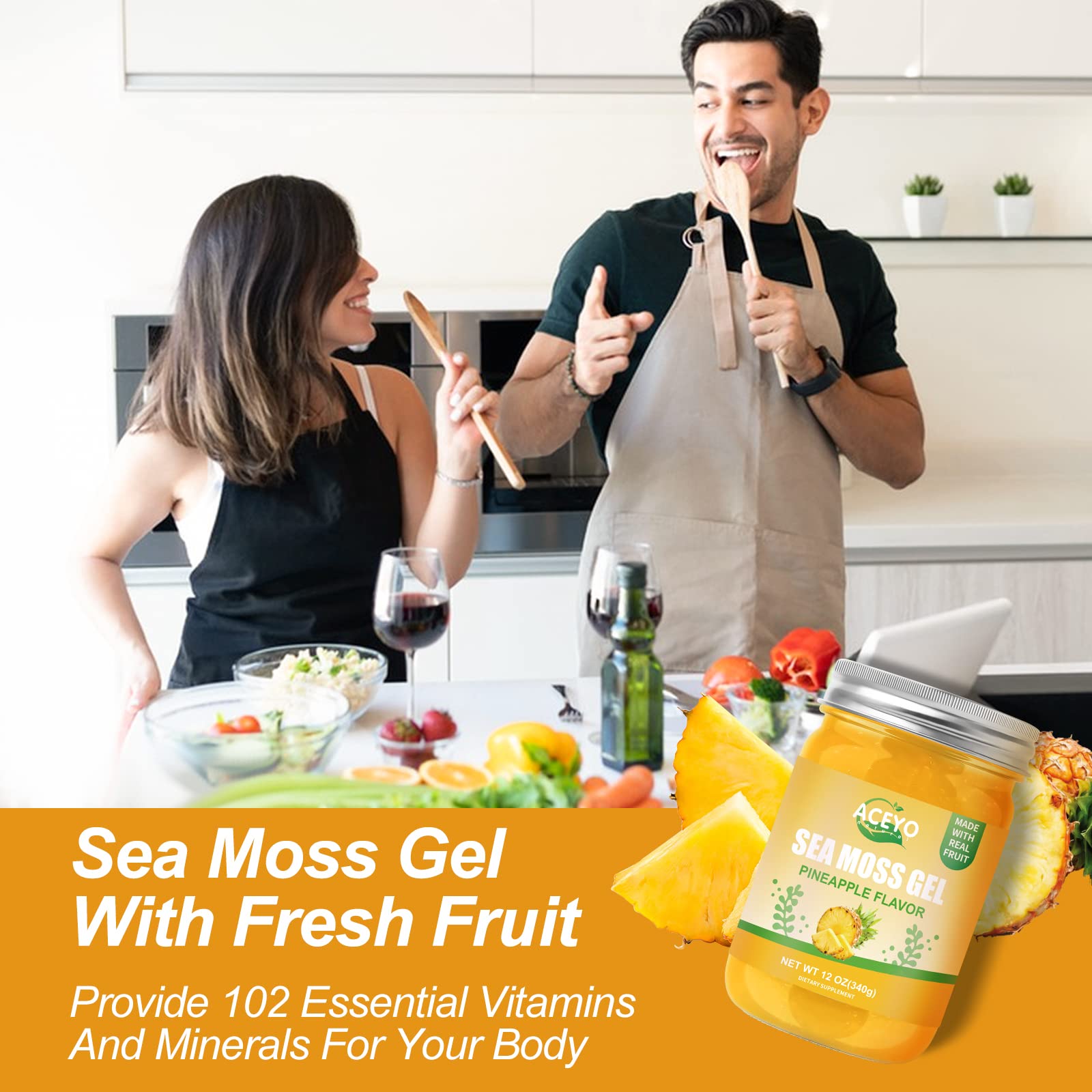 ACEYO Sea Moss Gel Pineapple flavour in a dessert