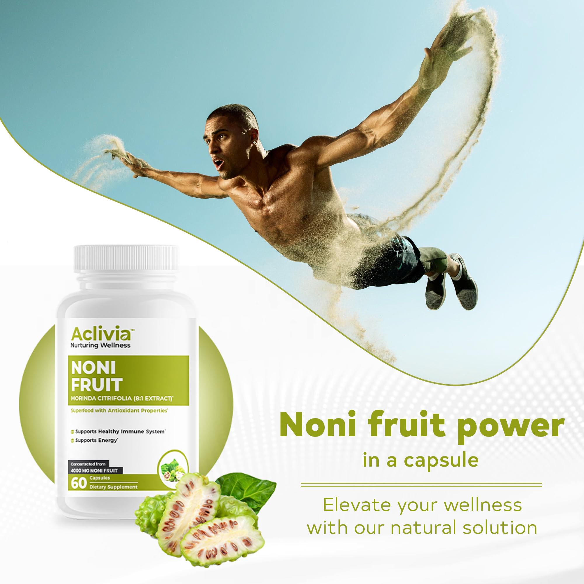 Aclivia Noni Capsules 4000mg showing capsule size