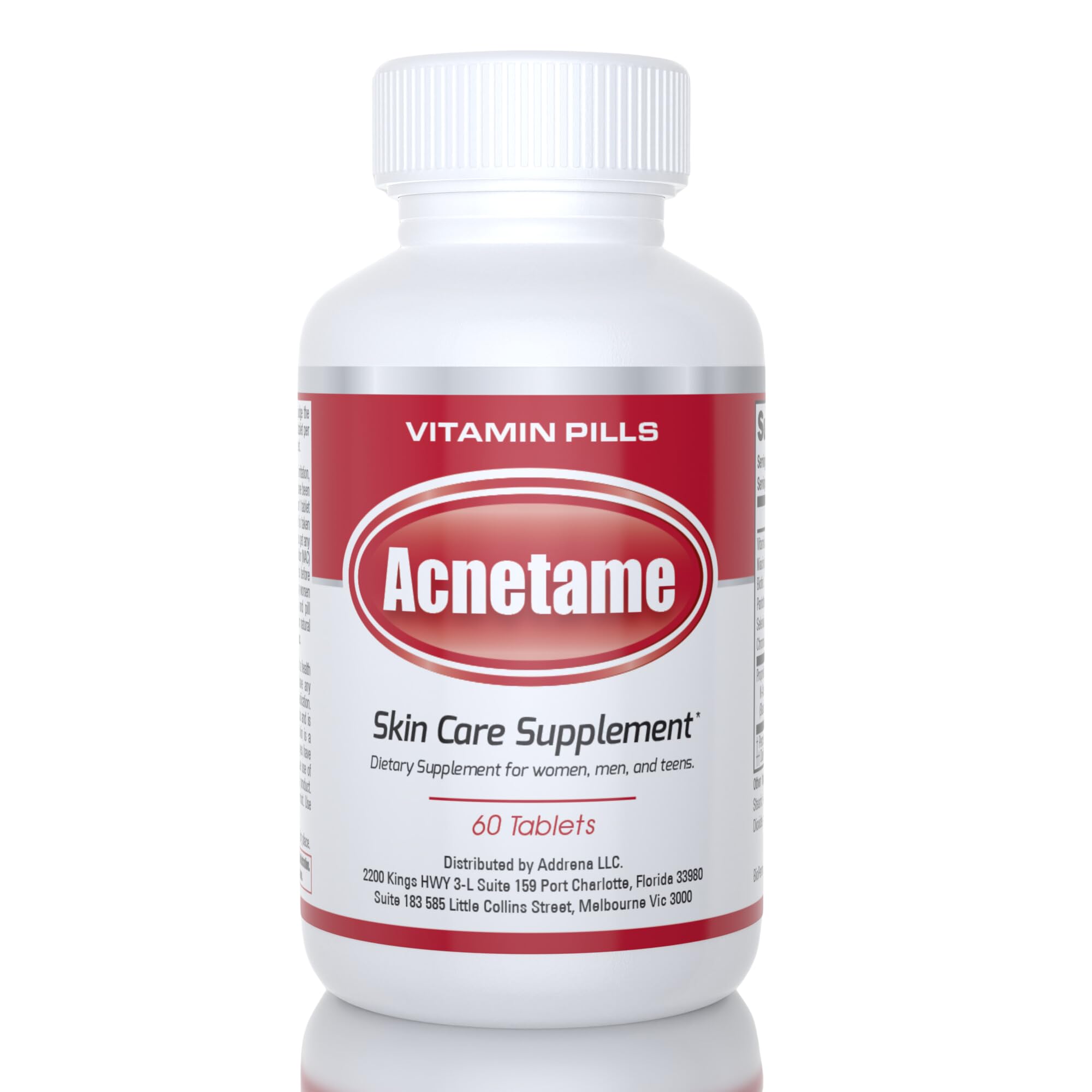 Acnetame Acne Supplement Capsules side view showing capsule size