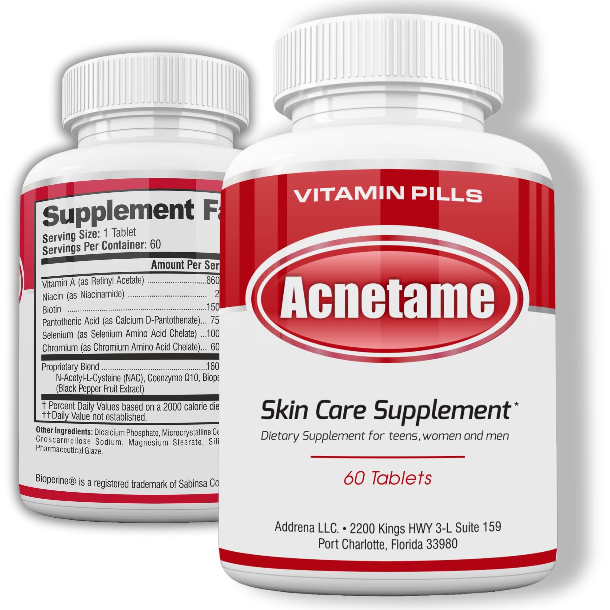 Acnetame blended vitamin & mineral supplement front view packaging