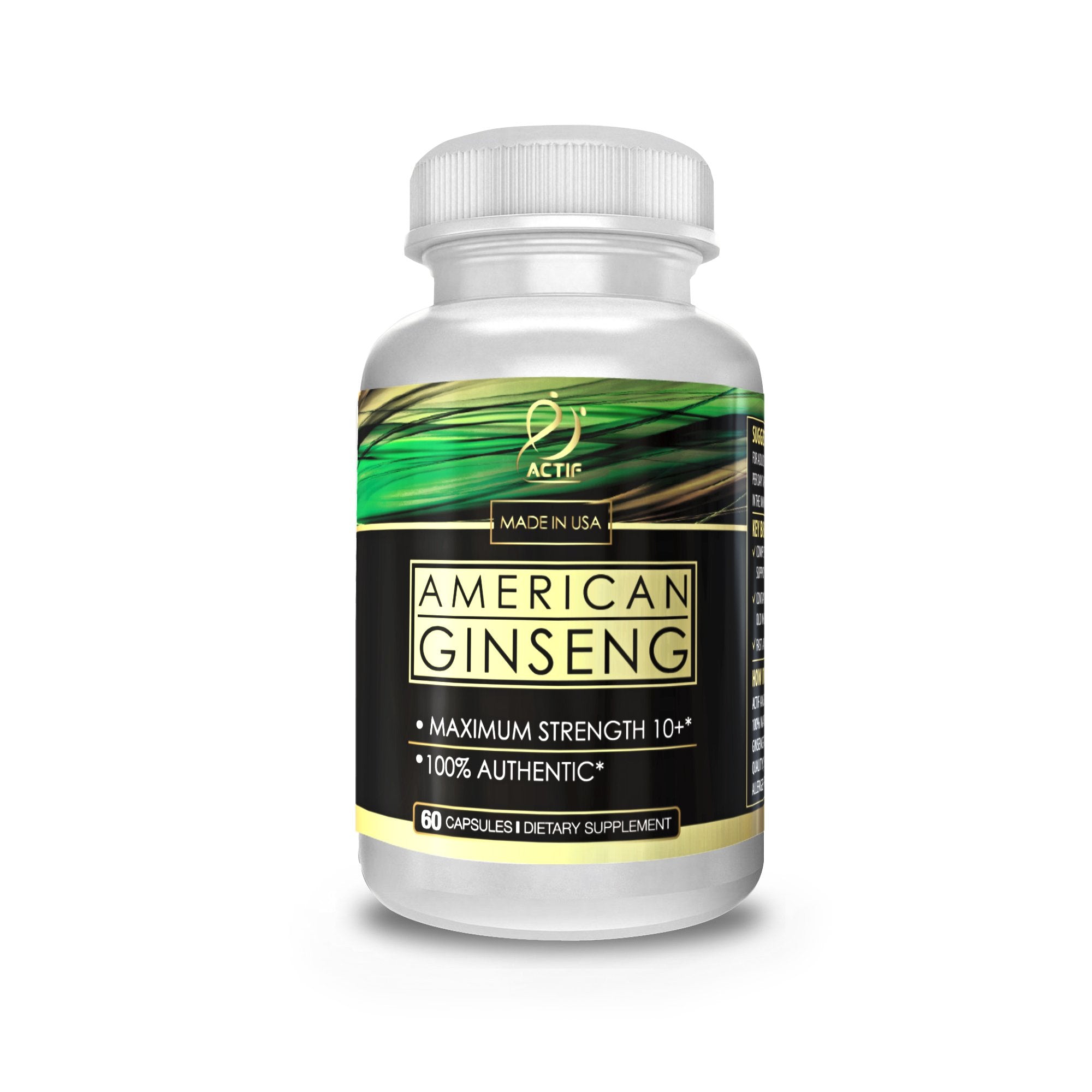 ACTIF American Ginseng 1000mg bottle side view
