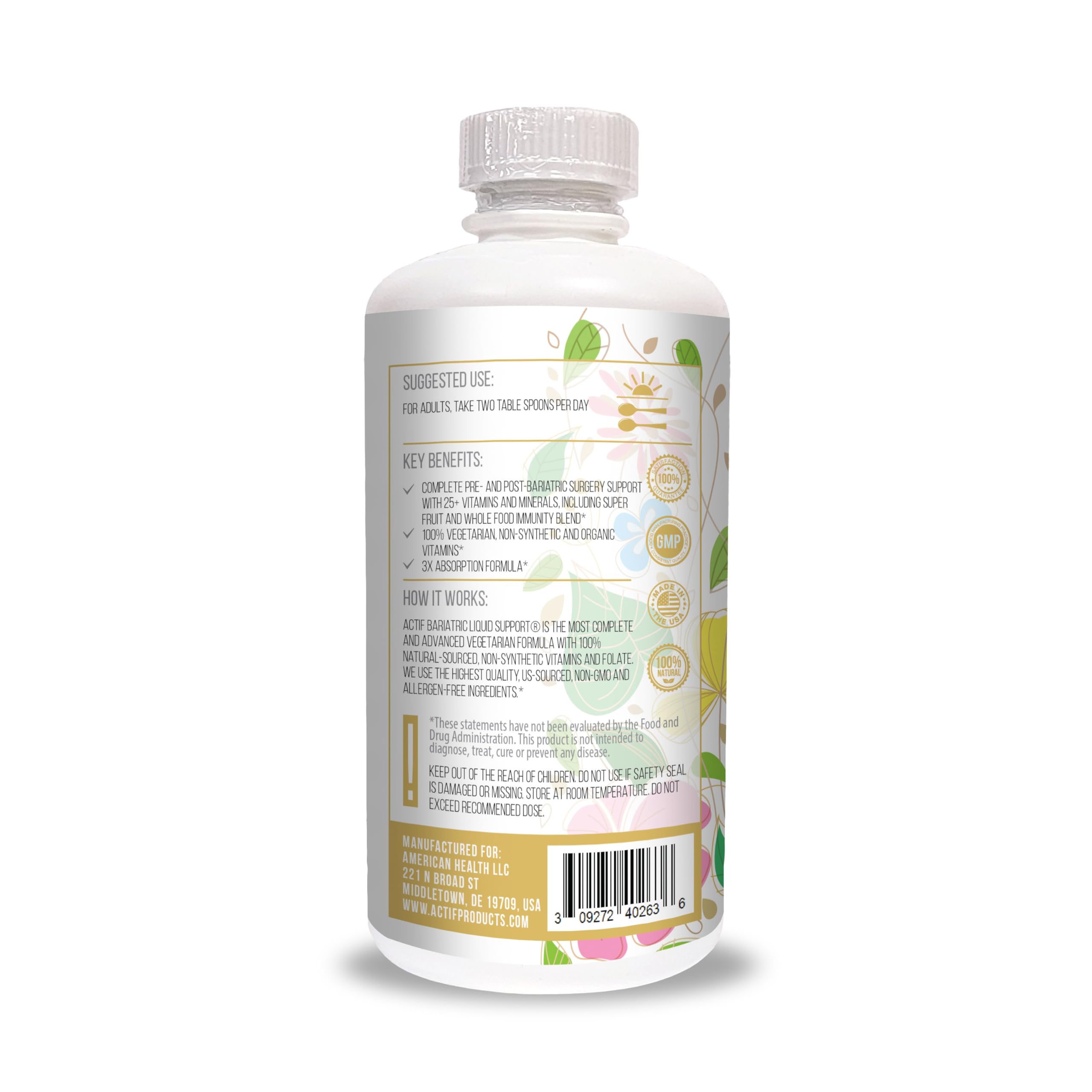ACTIF Bariatric Liquid Multivitamin ingredients list