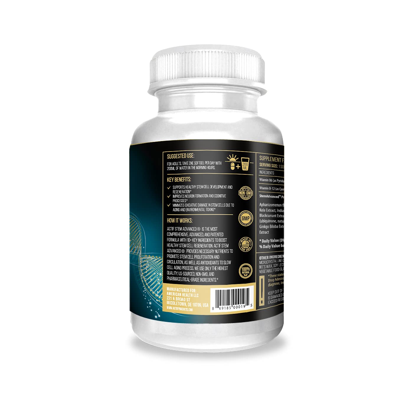 ACTIF Complete Stem Cell Supplement with herbal ingredients displayed