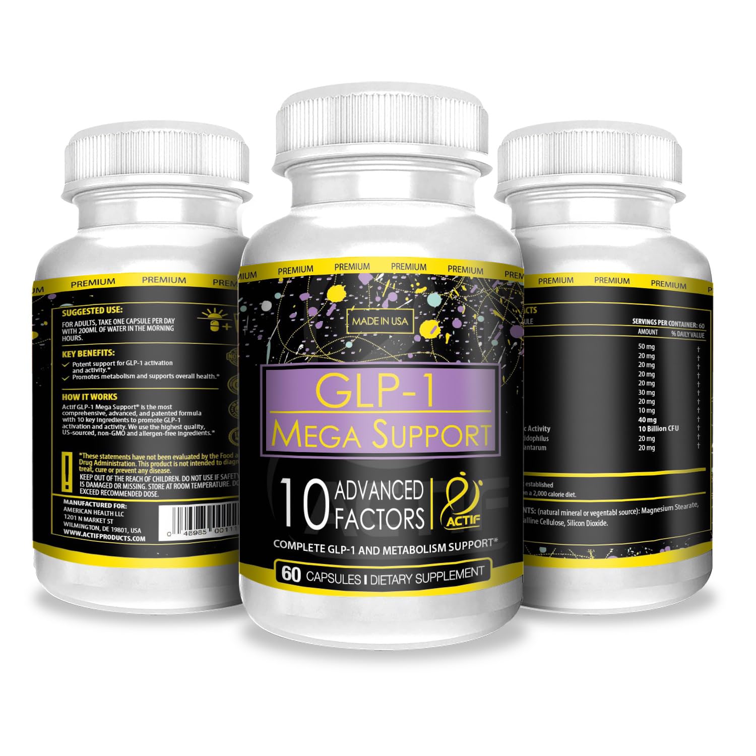 ACTIF GLP-1 Support Formula ingredients list on packaging