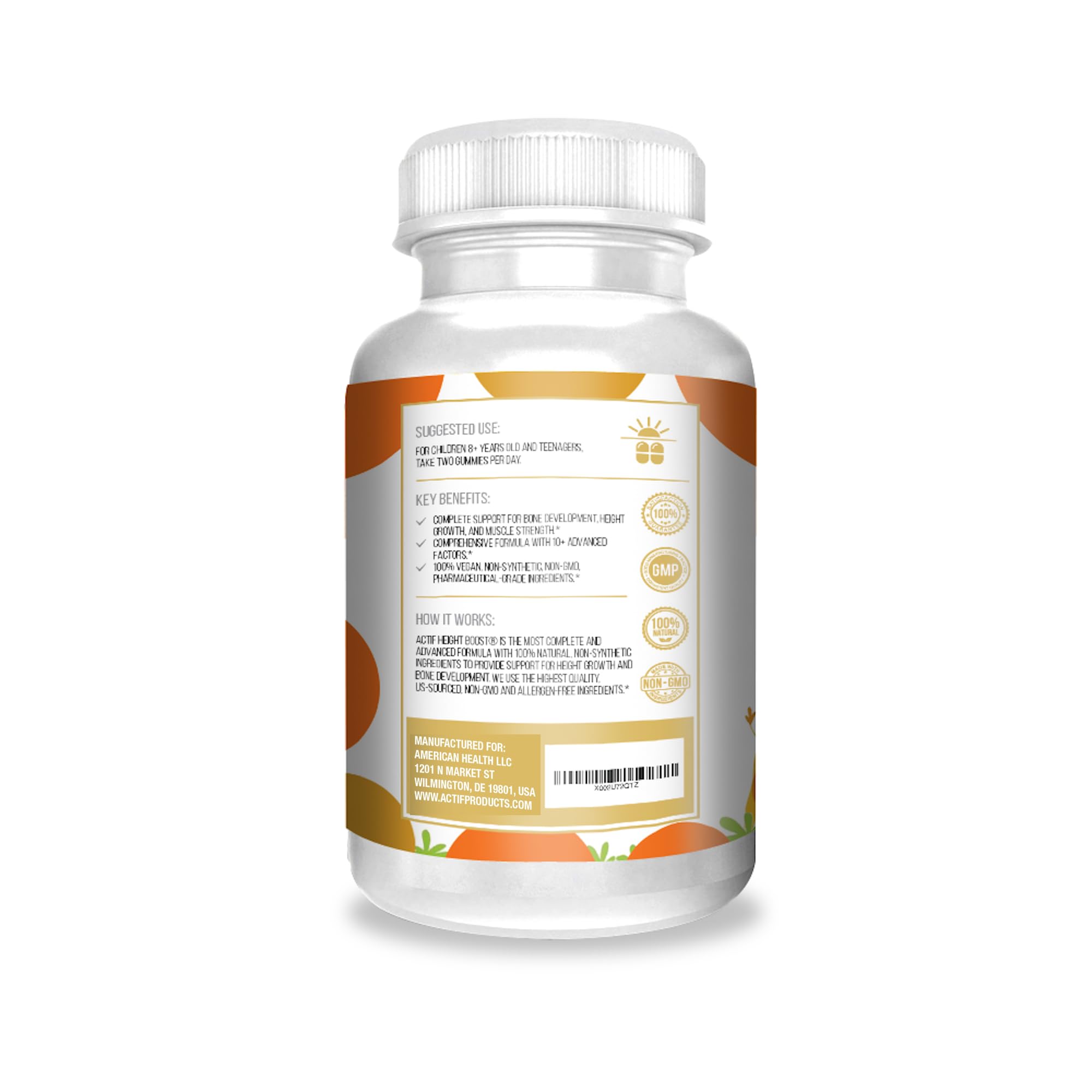 ACTIF Height support Gummies packaging with strawberry design