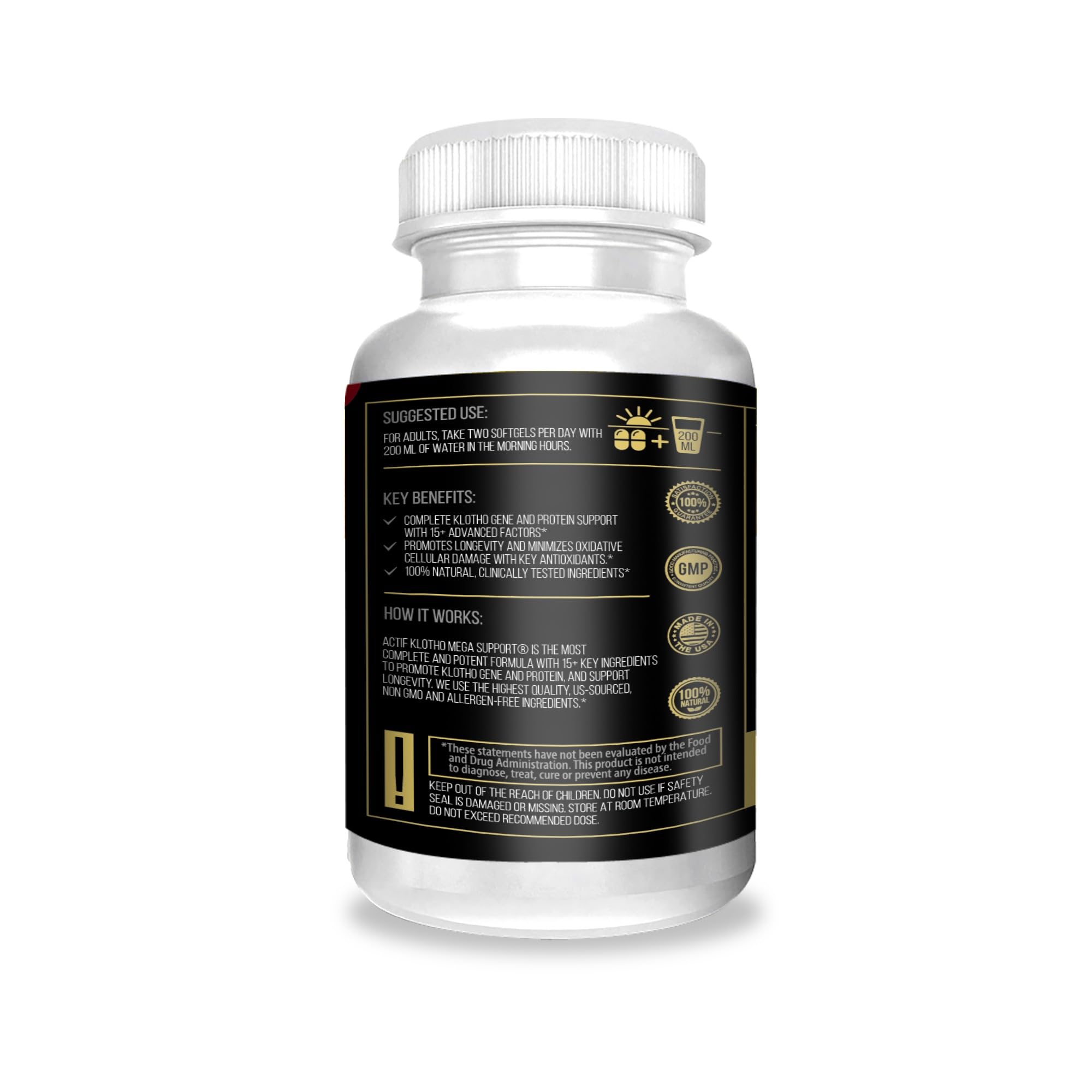 ACTIF Klotho Supplement bottle side view
