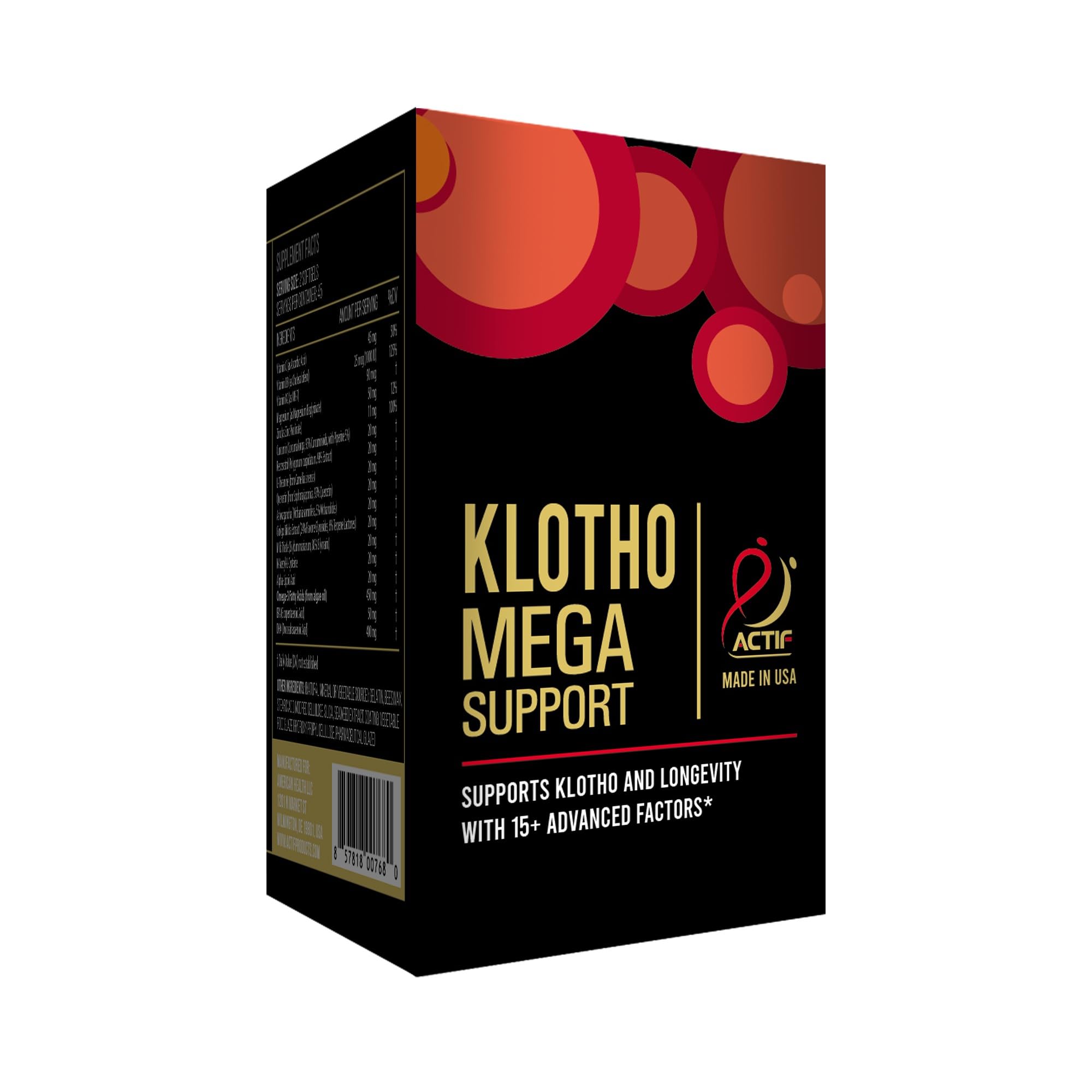 ACTIF Klotho Supplement capsule on a wooden surface