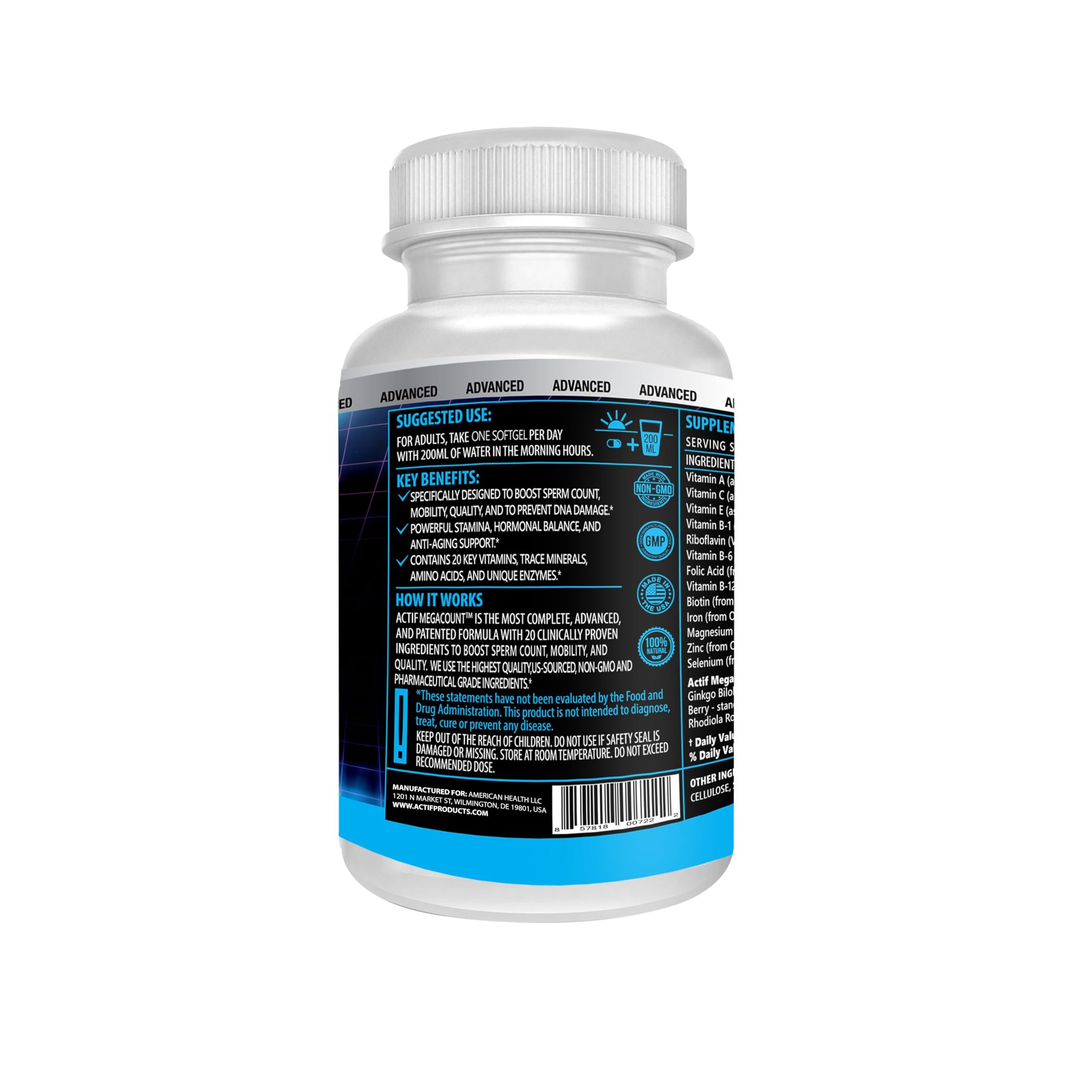 ACTIF MegaCount for Men ingredients list