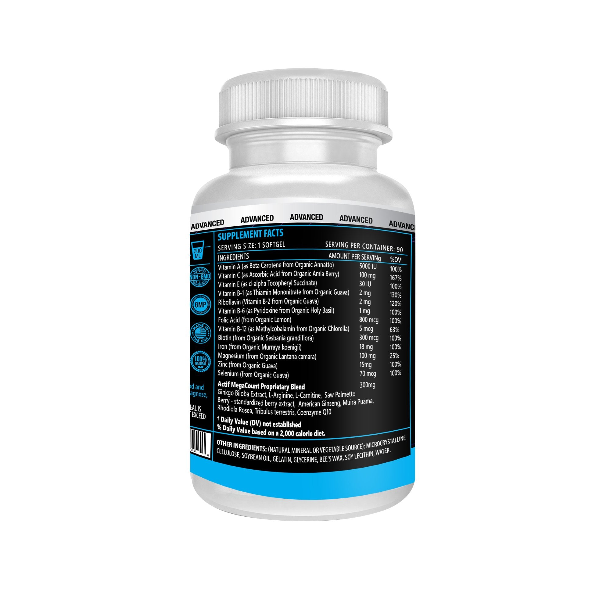 ACTIF MegaCount for Men softgel bottle side view