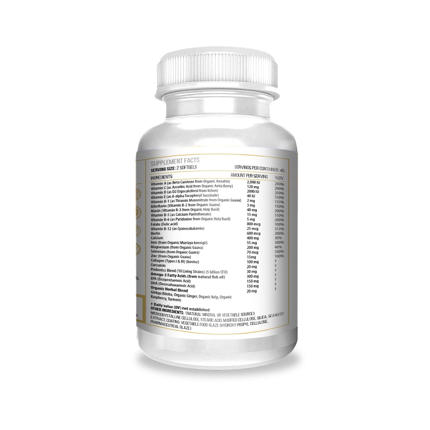 ACTIF Organic Multivitamin for Women Age 70+ capsule close-up