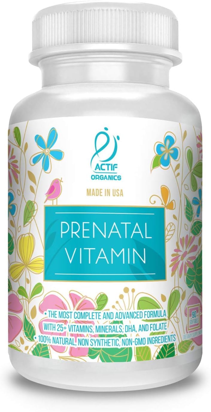 ACTIF Organic Prenatal Vitamins front view with packaging