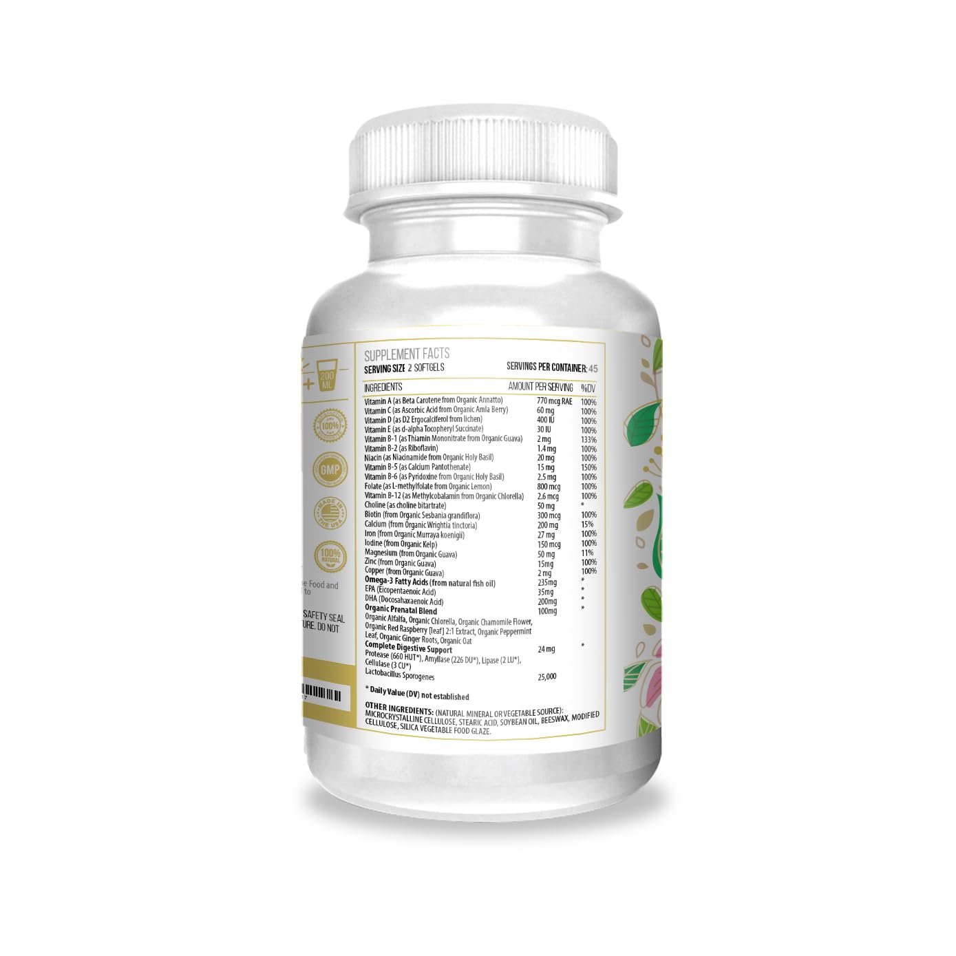 ACTIF Prenatal Vitamins 85g side view