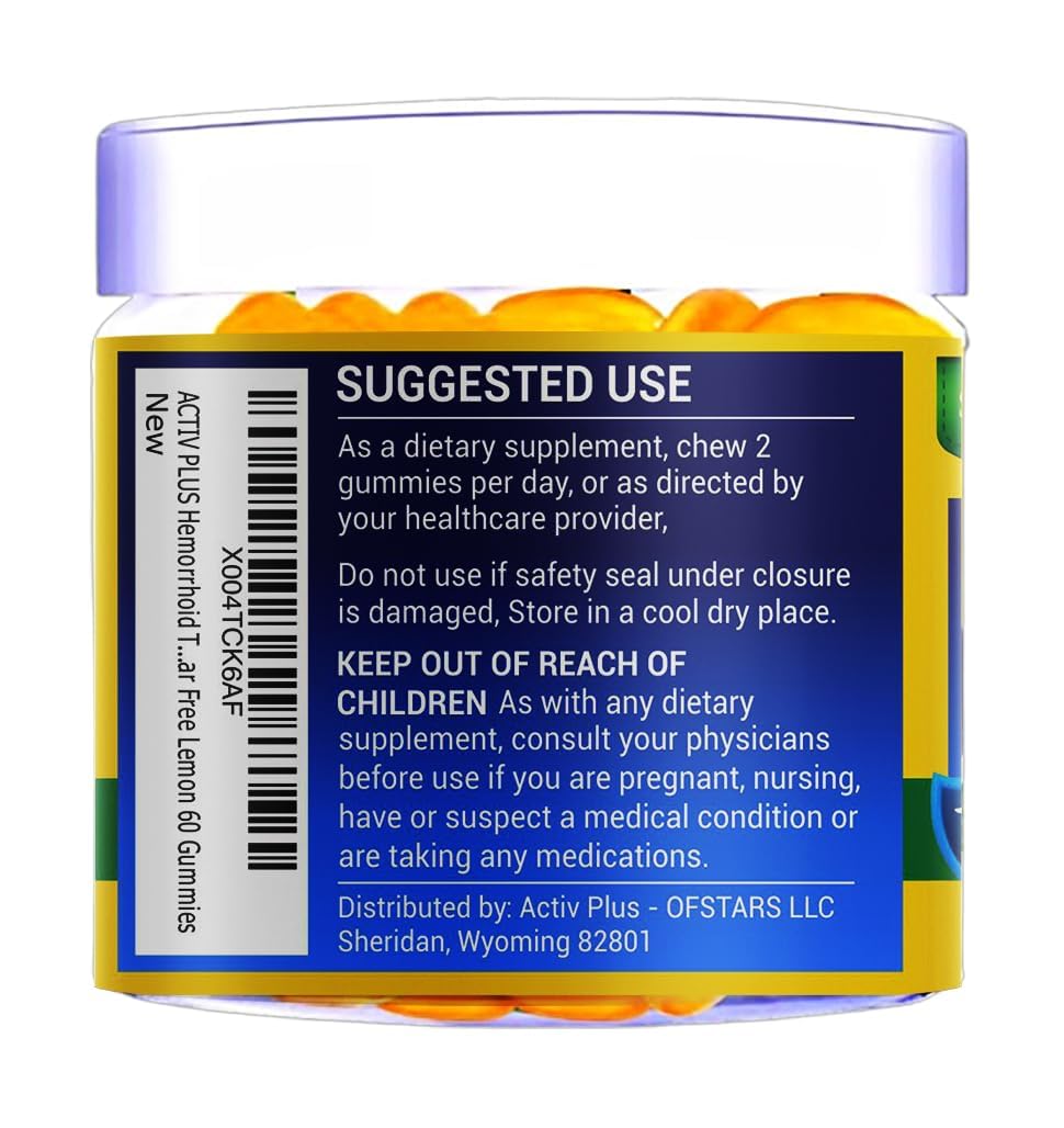 ACTIV PLUS Hemorrhoid Relief Gummies opened with gummies visible