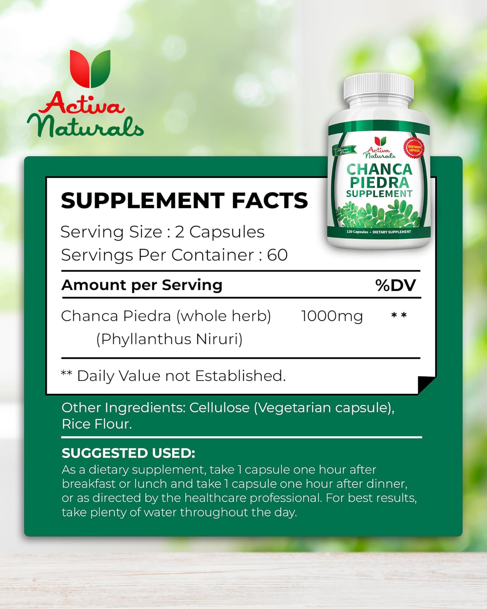 Activa Naturals Kidney & Gallbladder Support Capsules side view