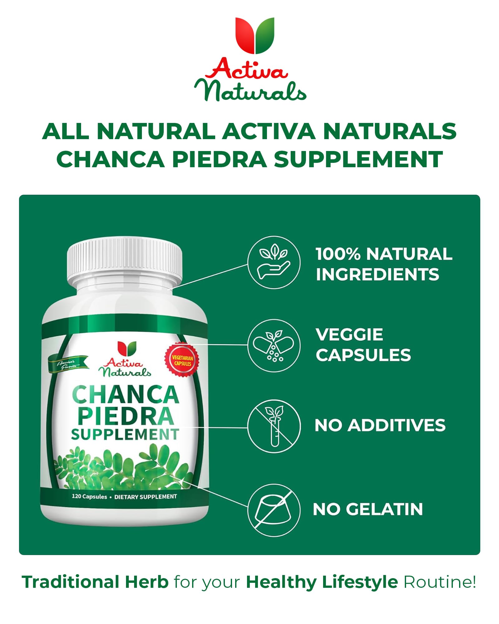Activa Naturals Kidney & Gallbladder Support Capsules with ingredients