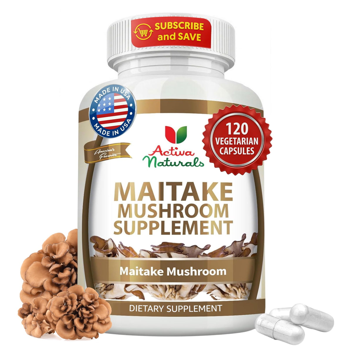Activa Naturals Maitake Mushroom Capsules bottle front view