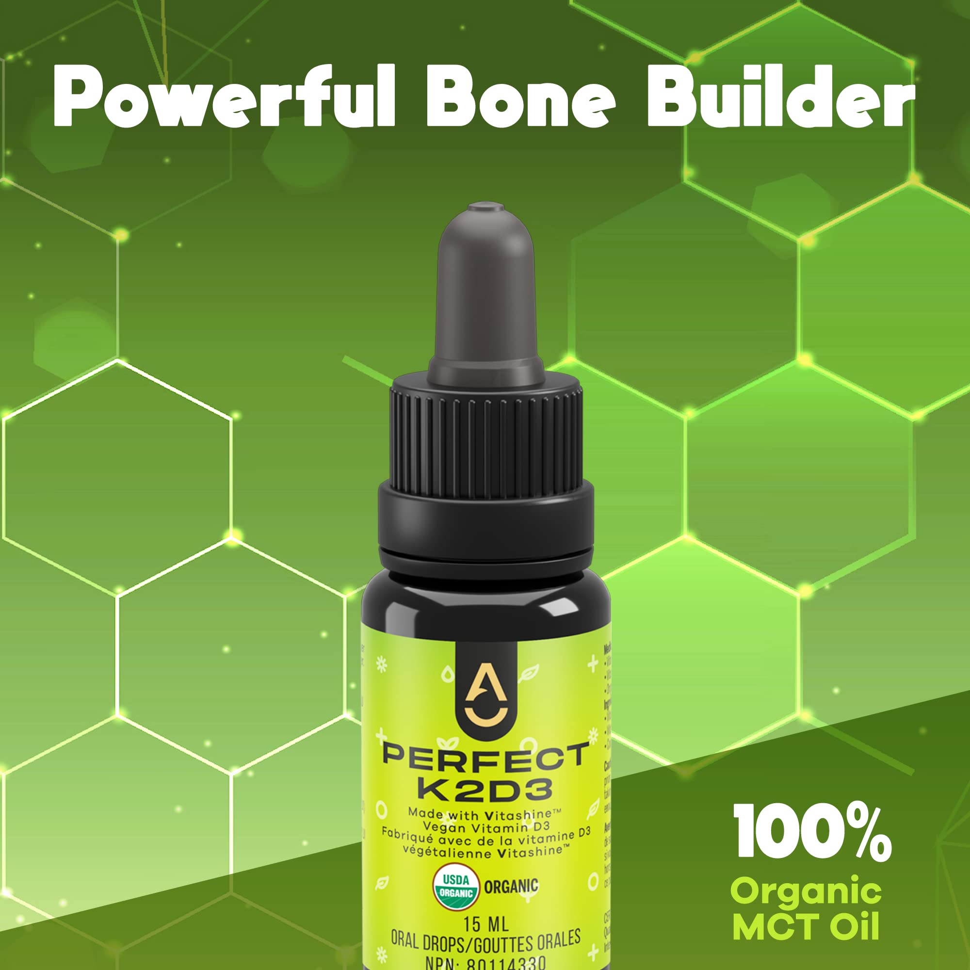 ACTIVATION Perfect K2D3 Vitamin D3 & K2 Drops bottle with dosage dropper
