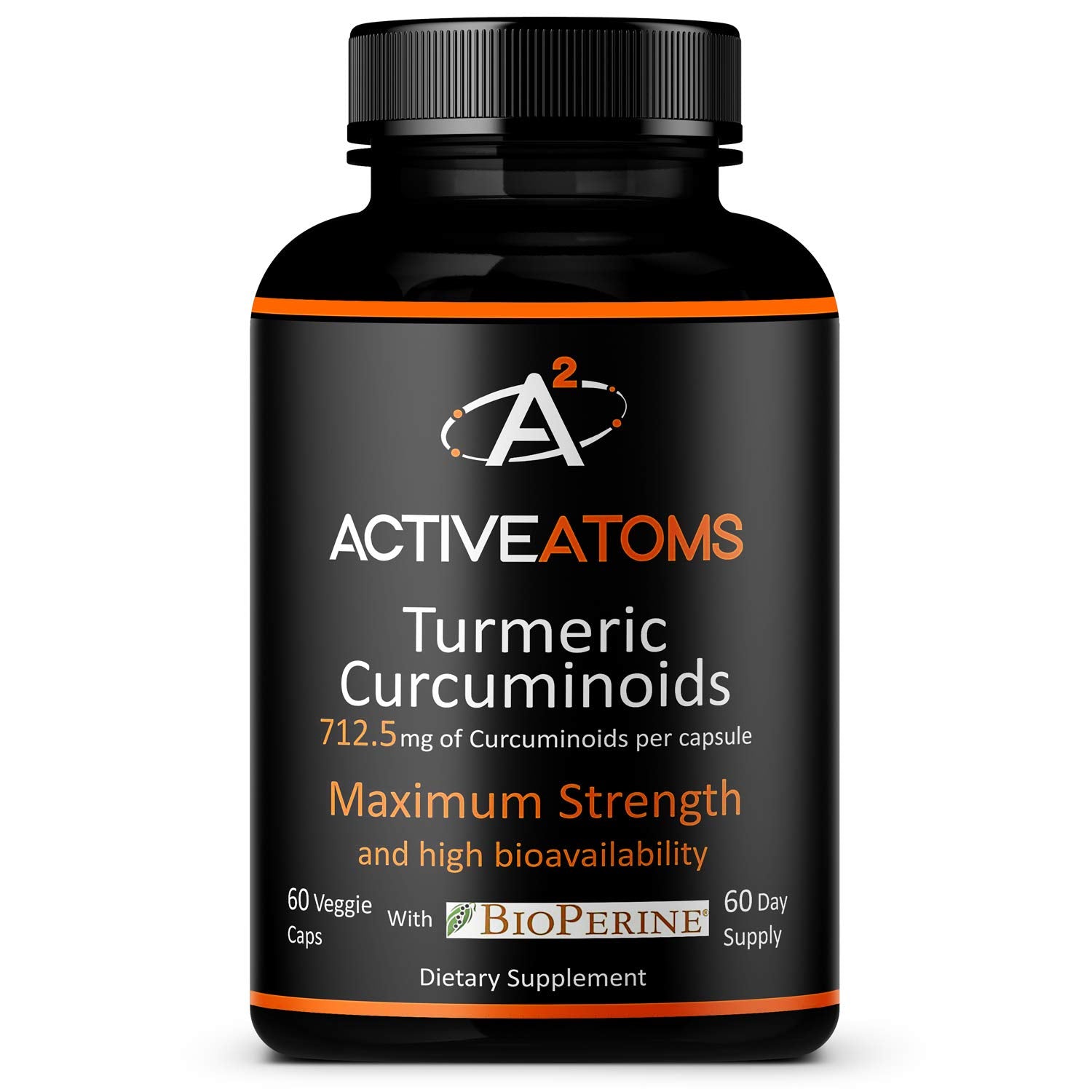 Active Atoms Turmeric Extract 750mg capsules front view