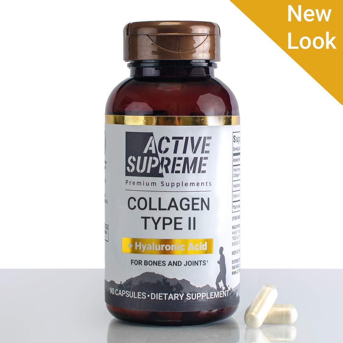 Active Collagen Type 2 Capsules back view with nutritional information