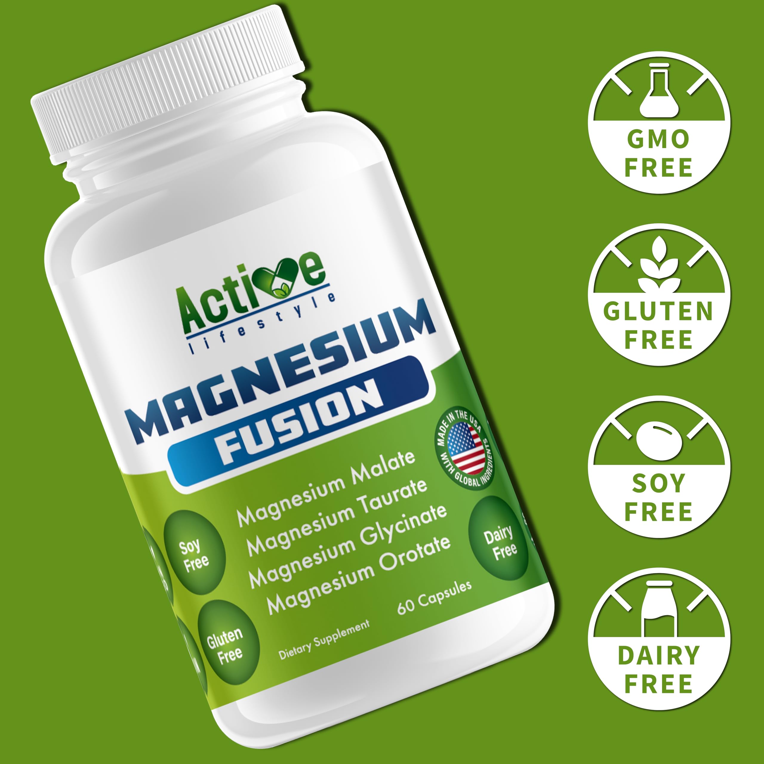 Active Lifestyle Magnesium Fusion bottle on a wooden table