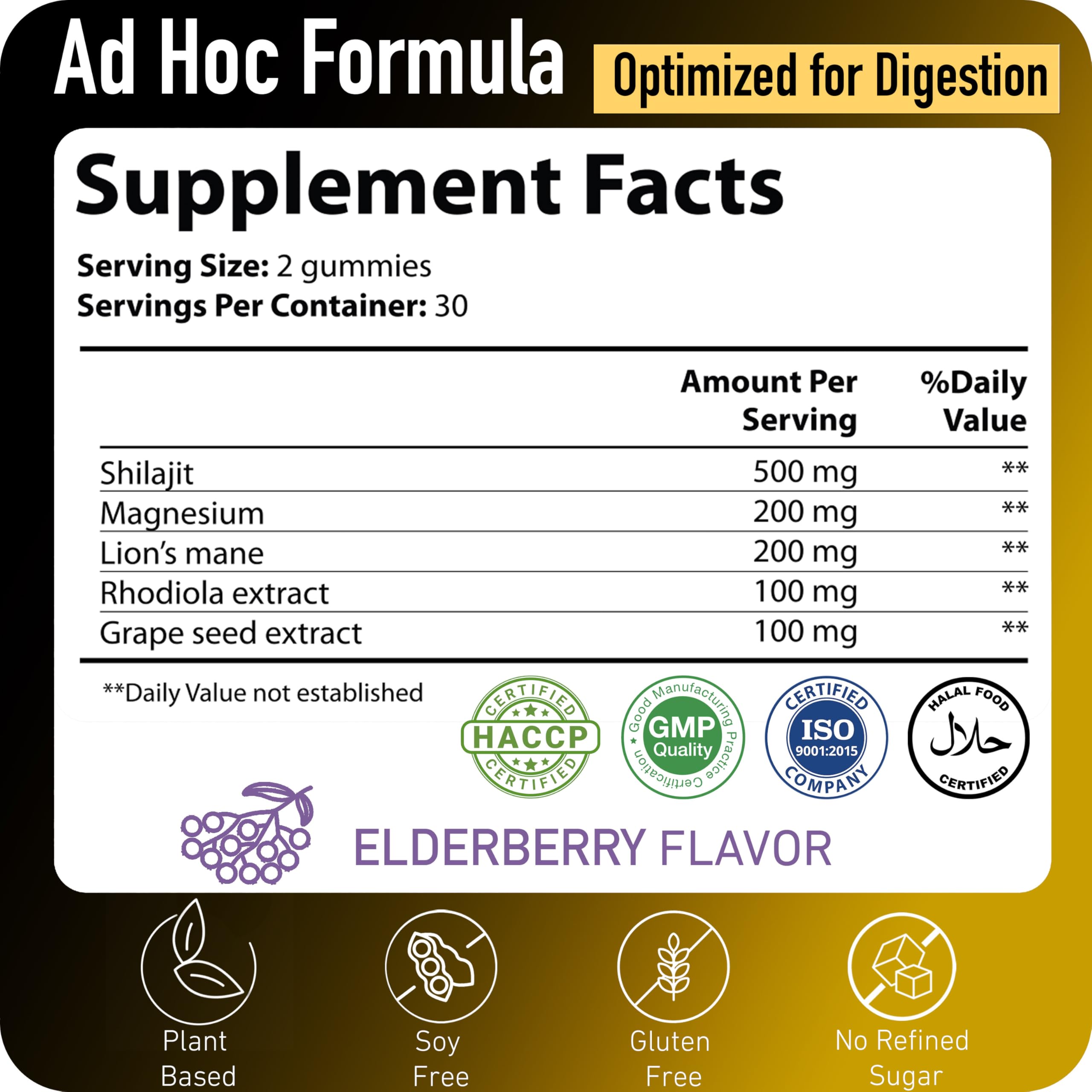 ad hoc Himalayan Shilajit Gummies on a wooden table