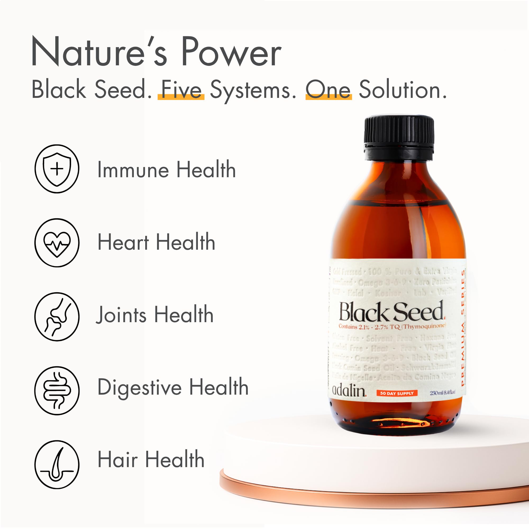 Adalin Black Seed Oil 500ml bottle back view