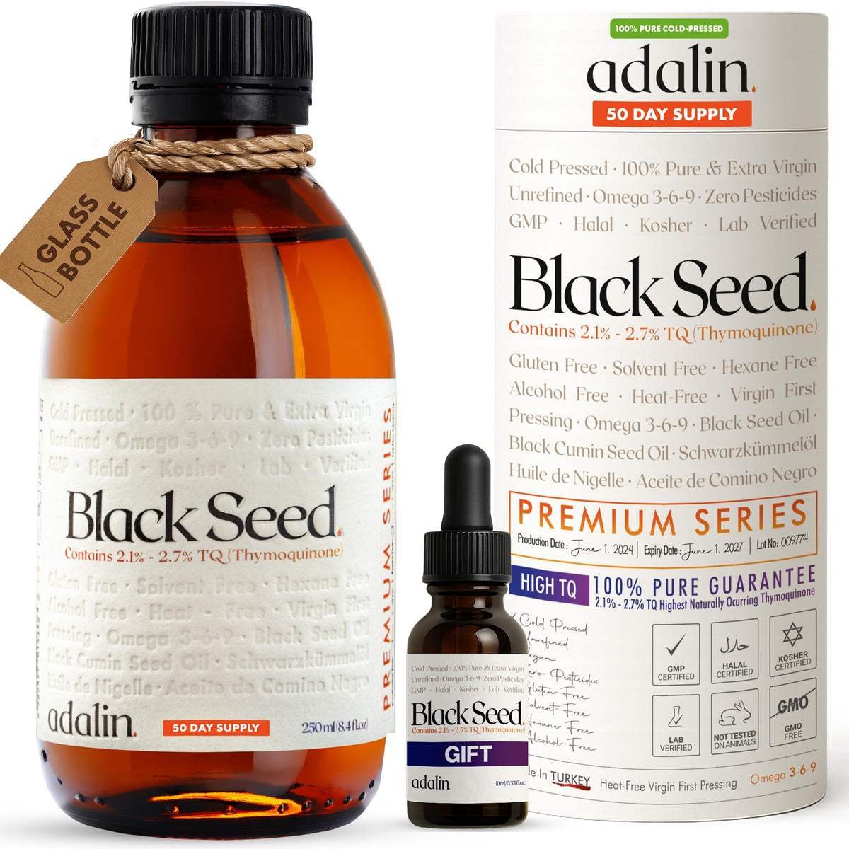 Adalin Black Seed Oil 500ml bottle front view