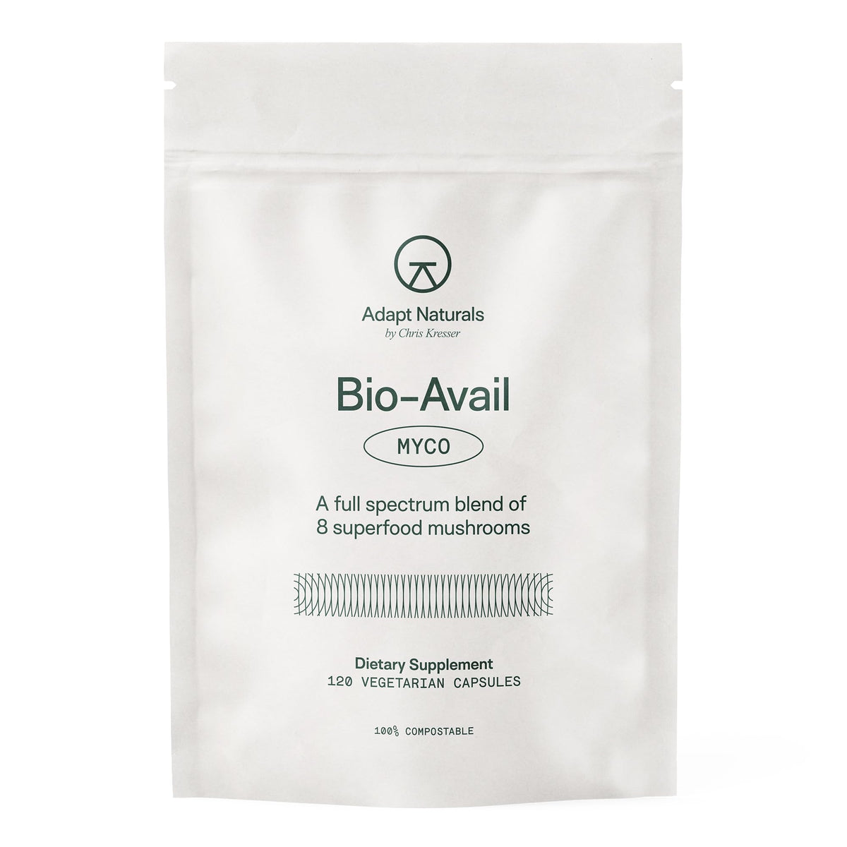 ADAPT NATURALS Bio-Avail Myco Mushroom Blend 120 Capsules front view