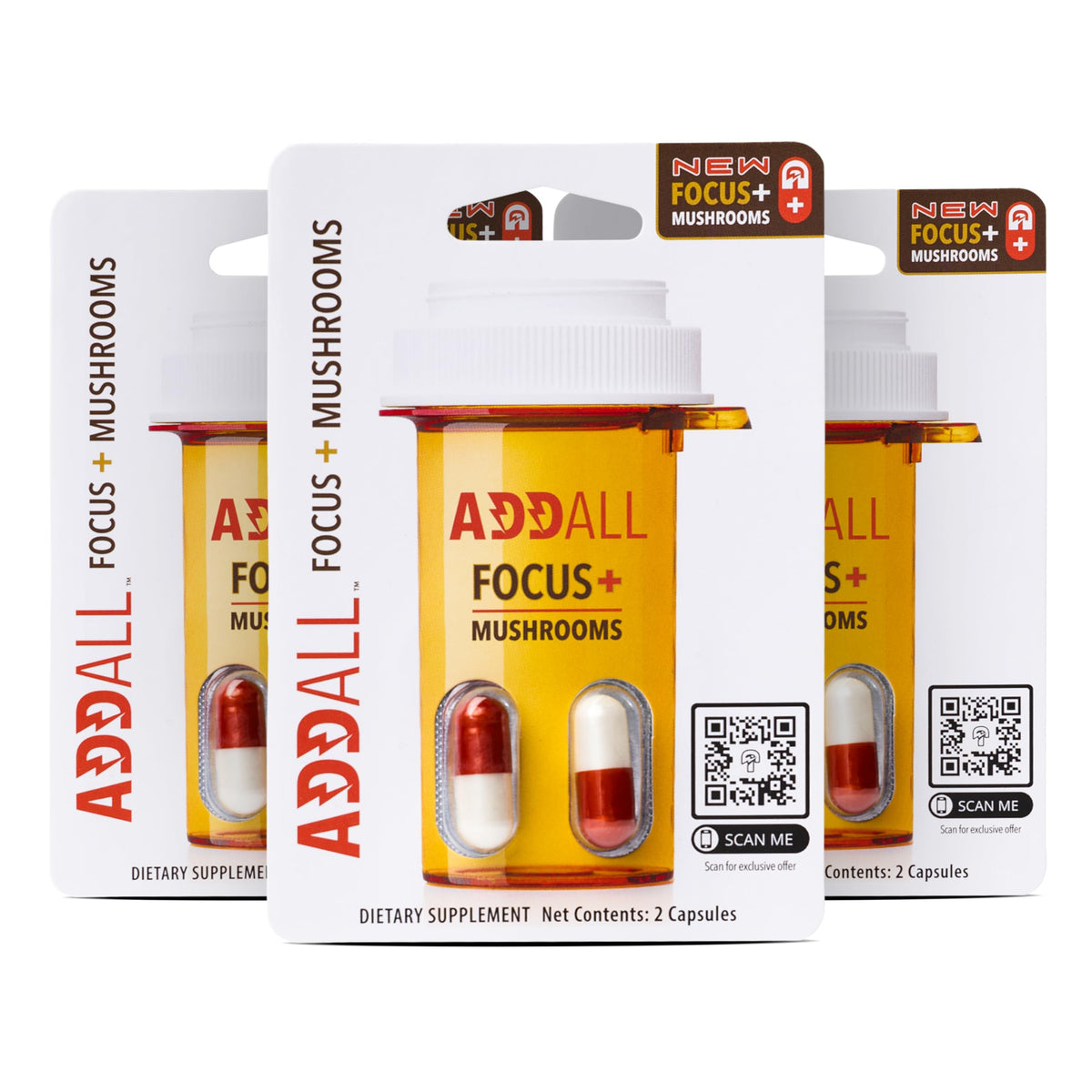 Addall Focus + Mushrooms Memory Supplement front view packaging