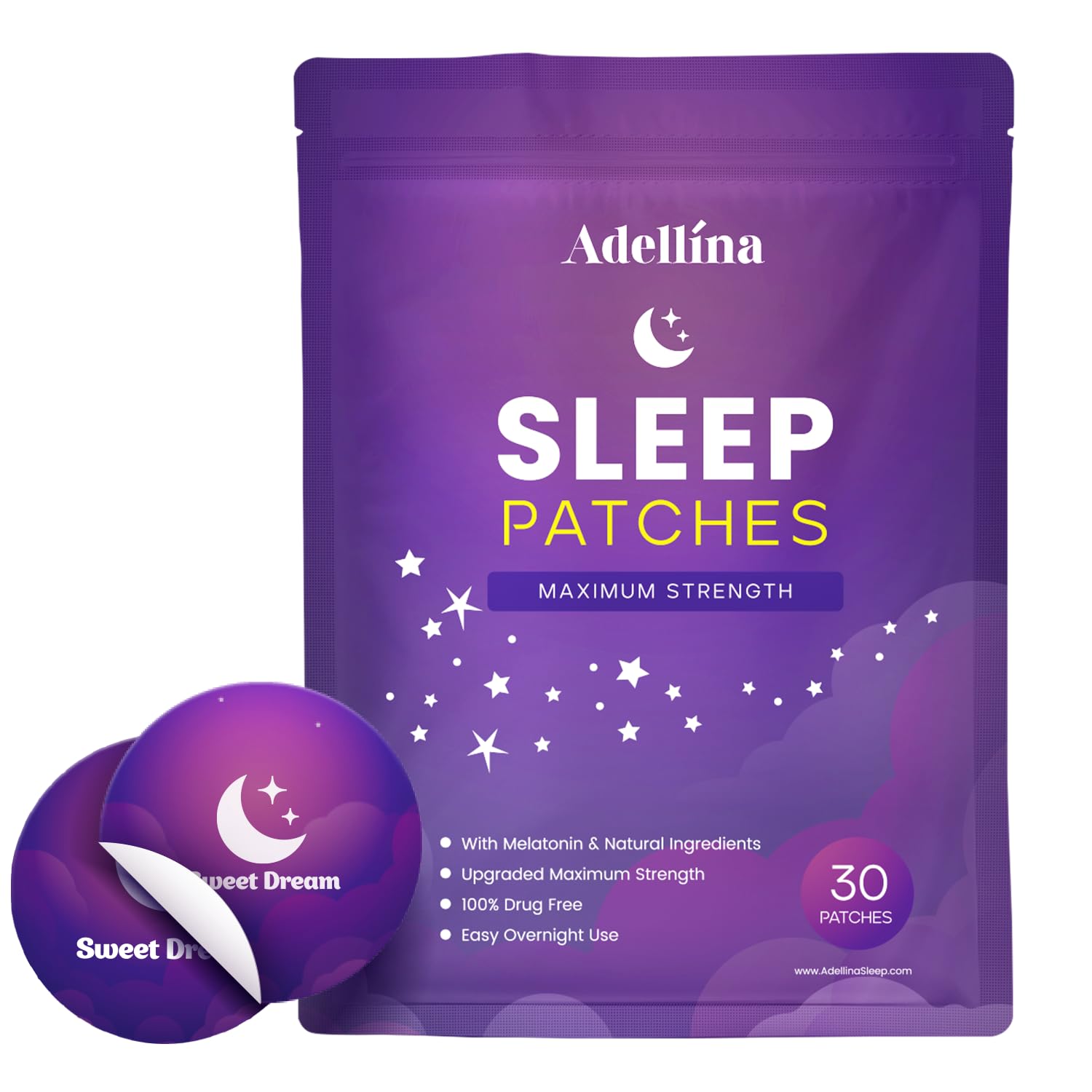 Adellina Sleep Patches front view with packaging